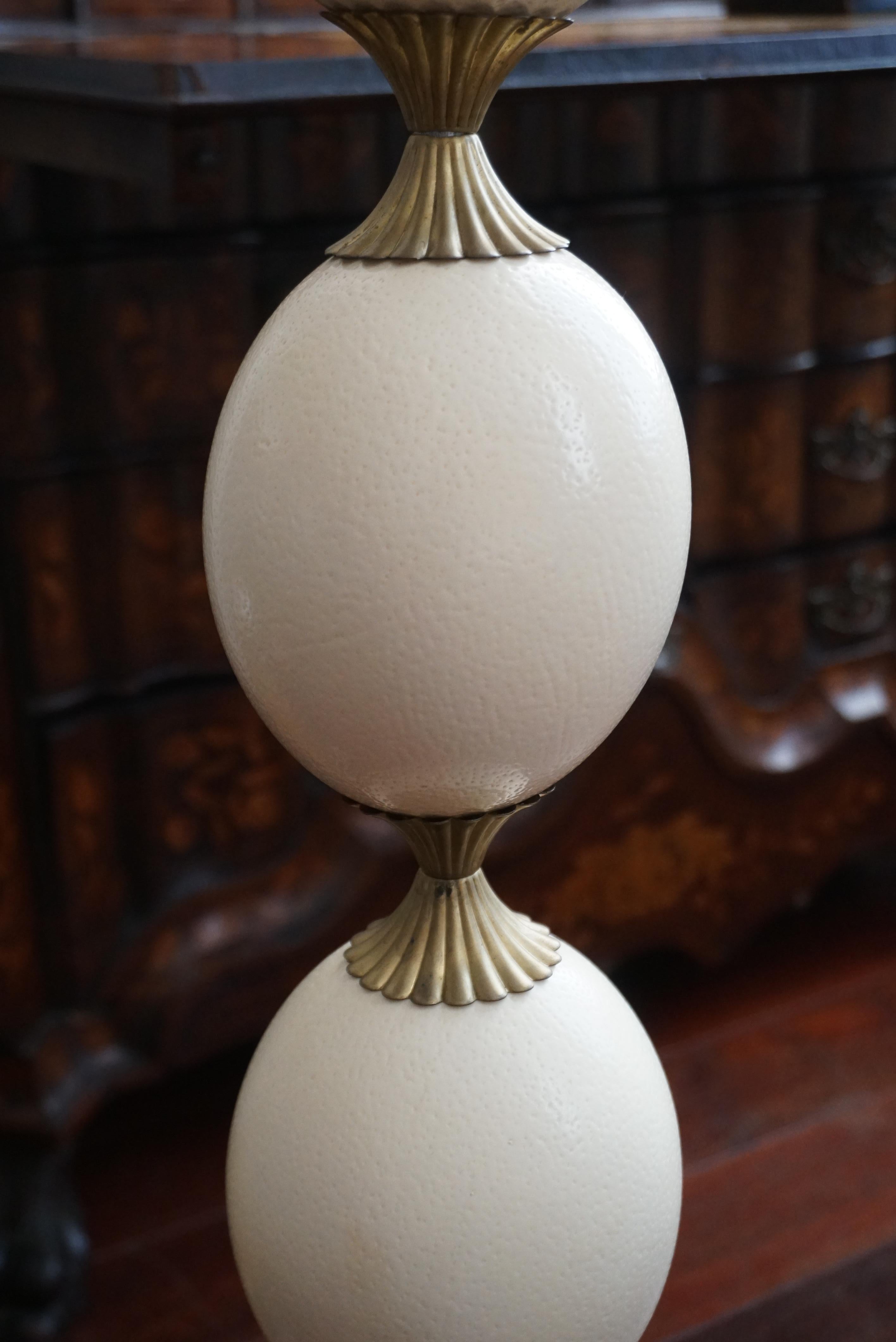 Metal Rare 1970'  Ostrich Eggshell Floor Lamp In The Style Of Maison Charles For Sale