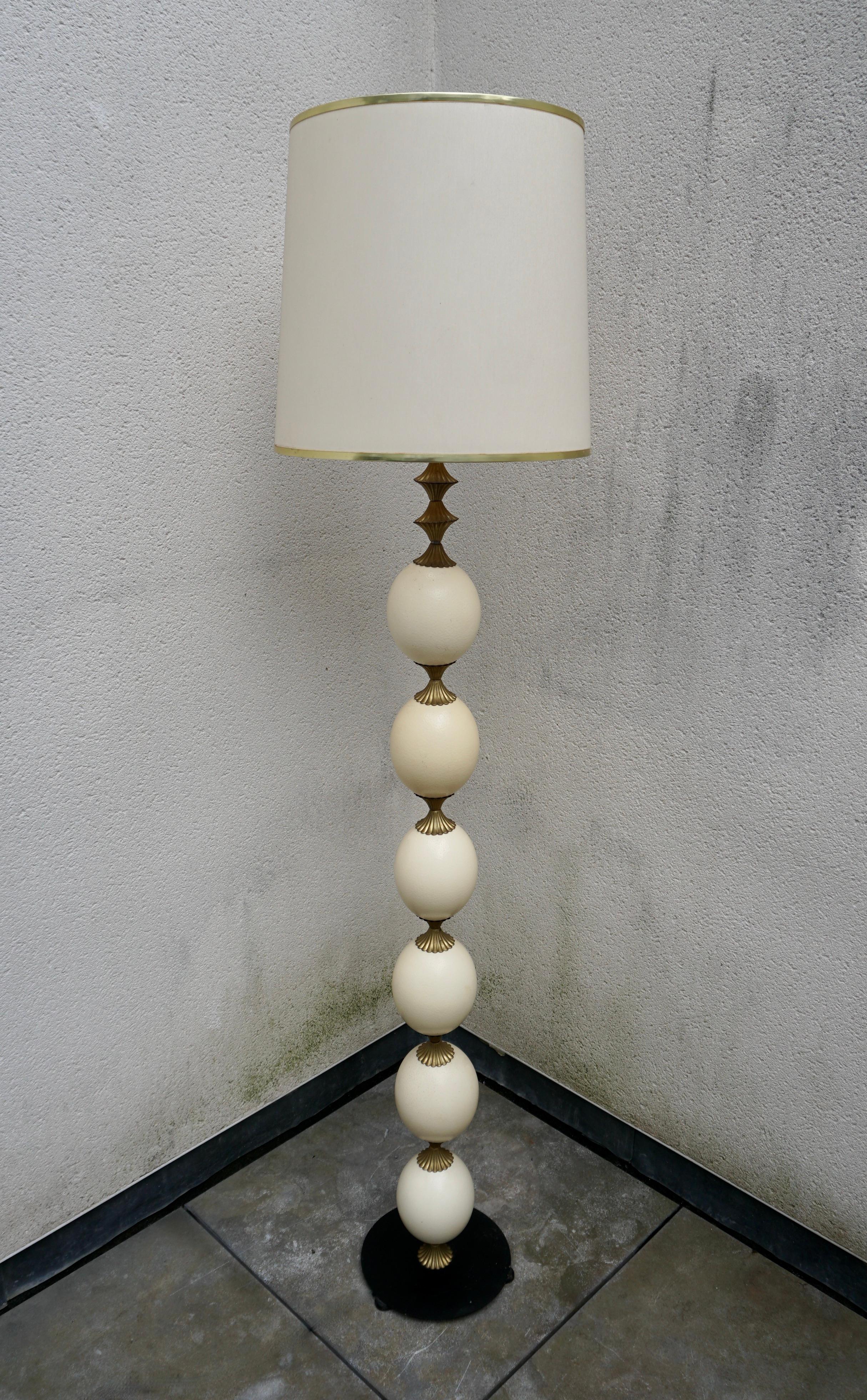 Rare 1970'  Ostrich Eggshell Floor Lamp In The Style Of Maison Charles For Sale 1