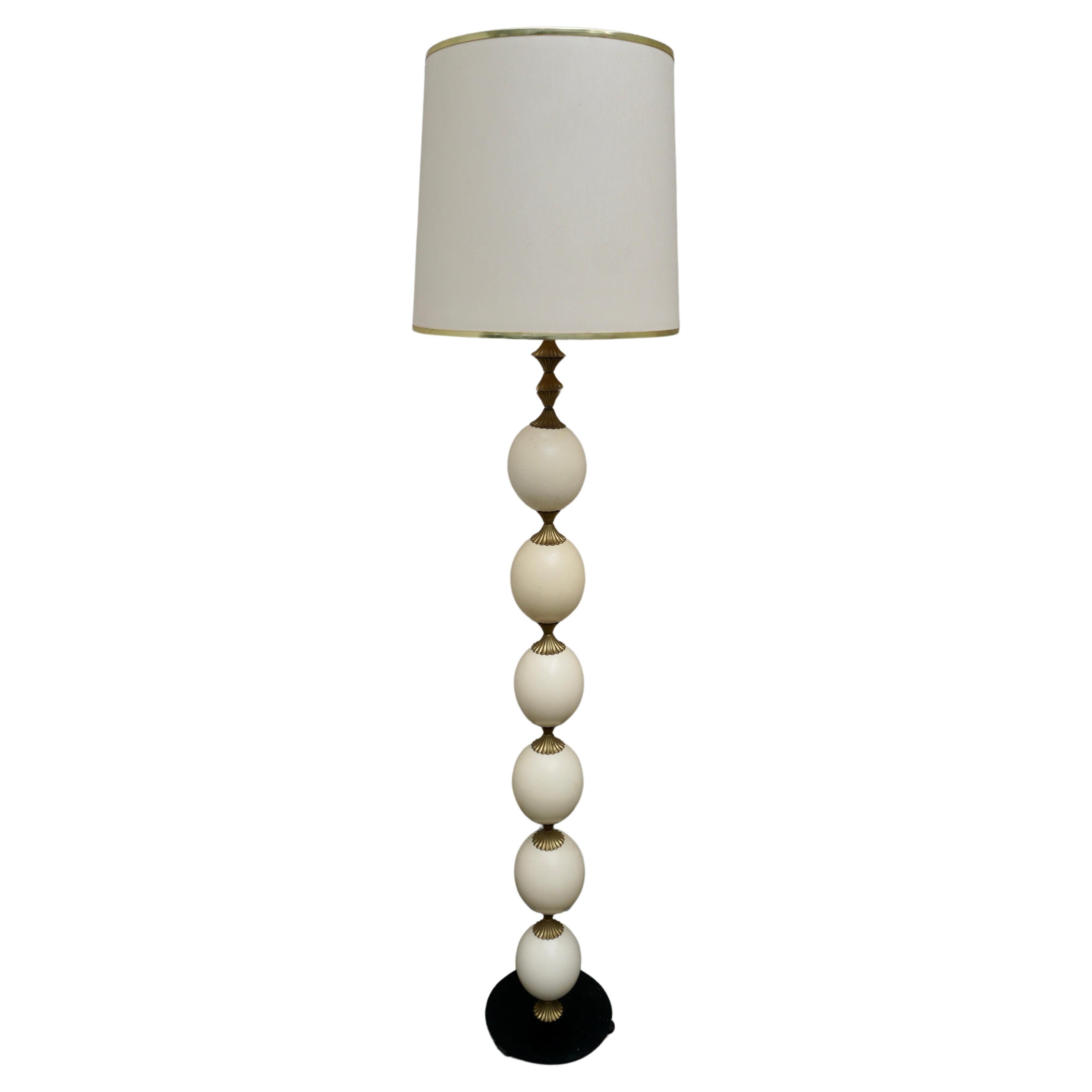 Rare 1970'  Ostrich Eggshell Floor Lamp In The Style Of Maison Charles For Sale
