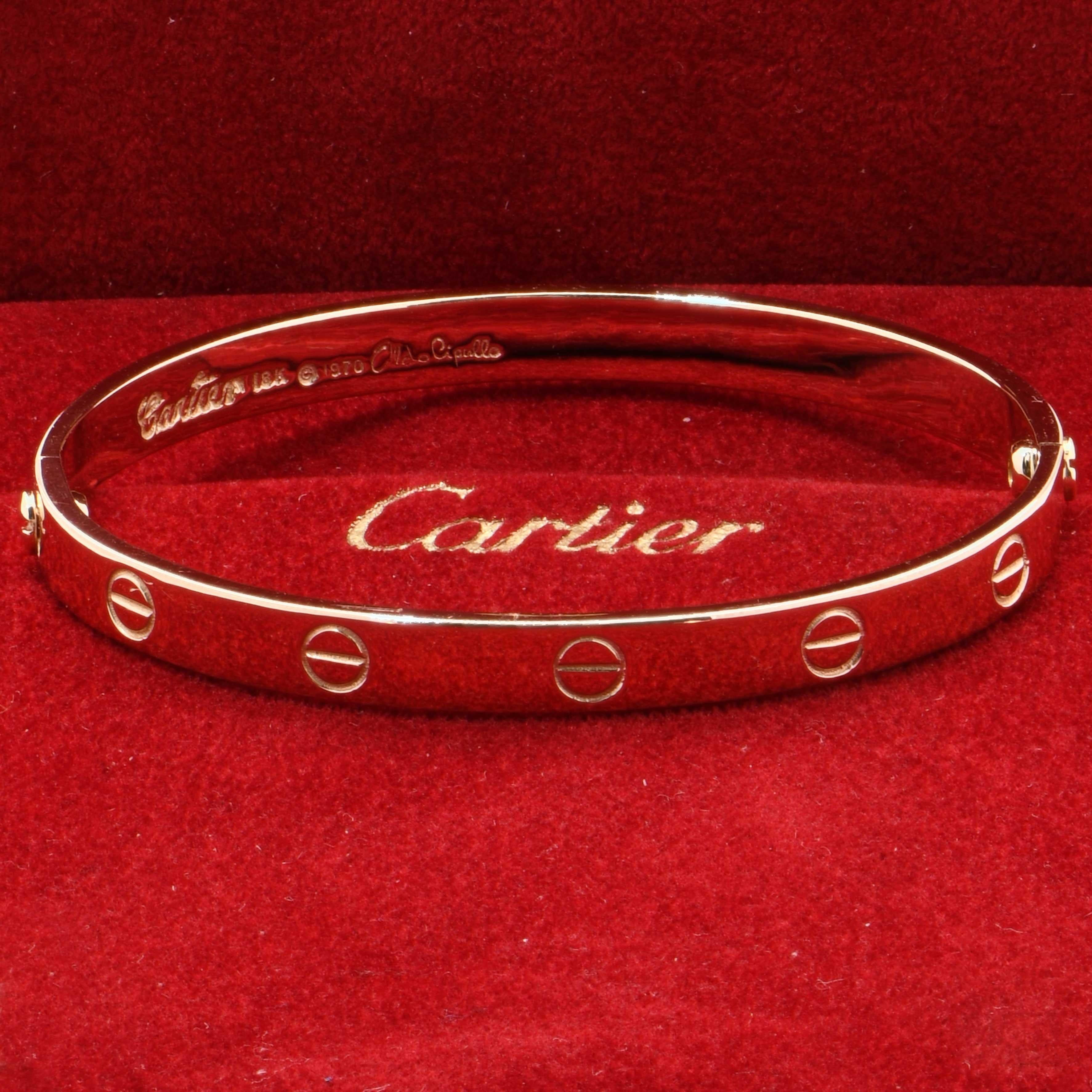 Rare 1970 Aldo Cipullo Love Bracelet en or rose 18 carats Excellent état - En vente à Bay Harbor Islands, FL