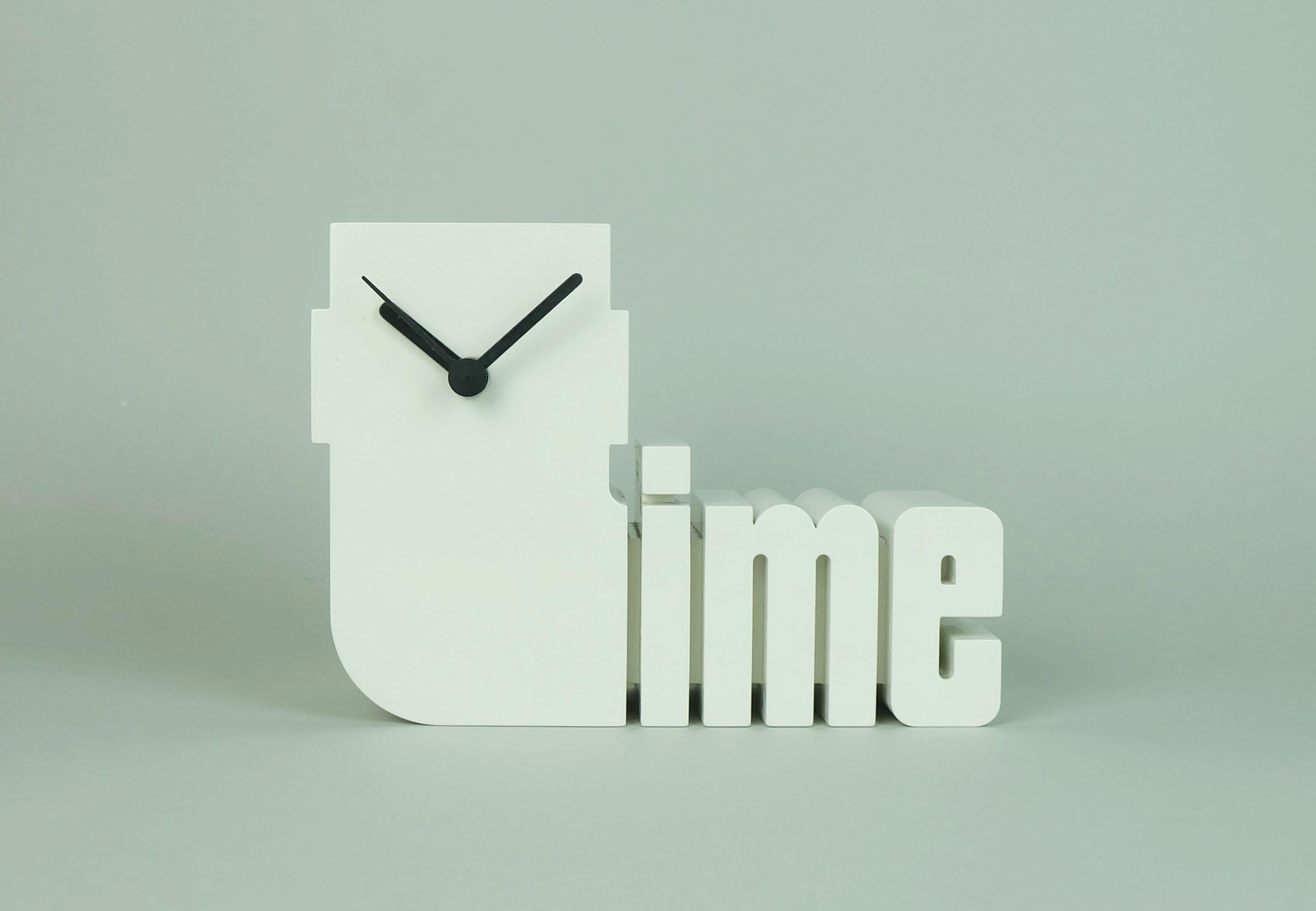 rare 1970s 1980s white plastic TABLE CLOCK 'time' postmodern design a. diehl 4