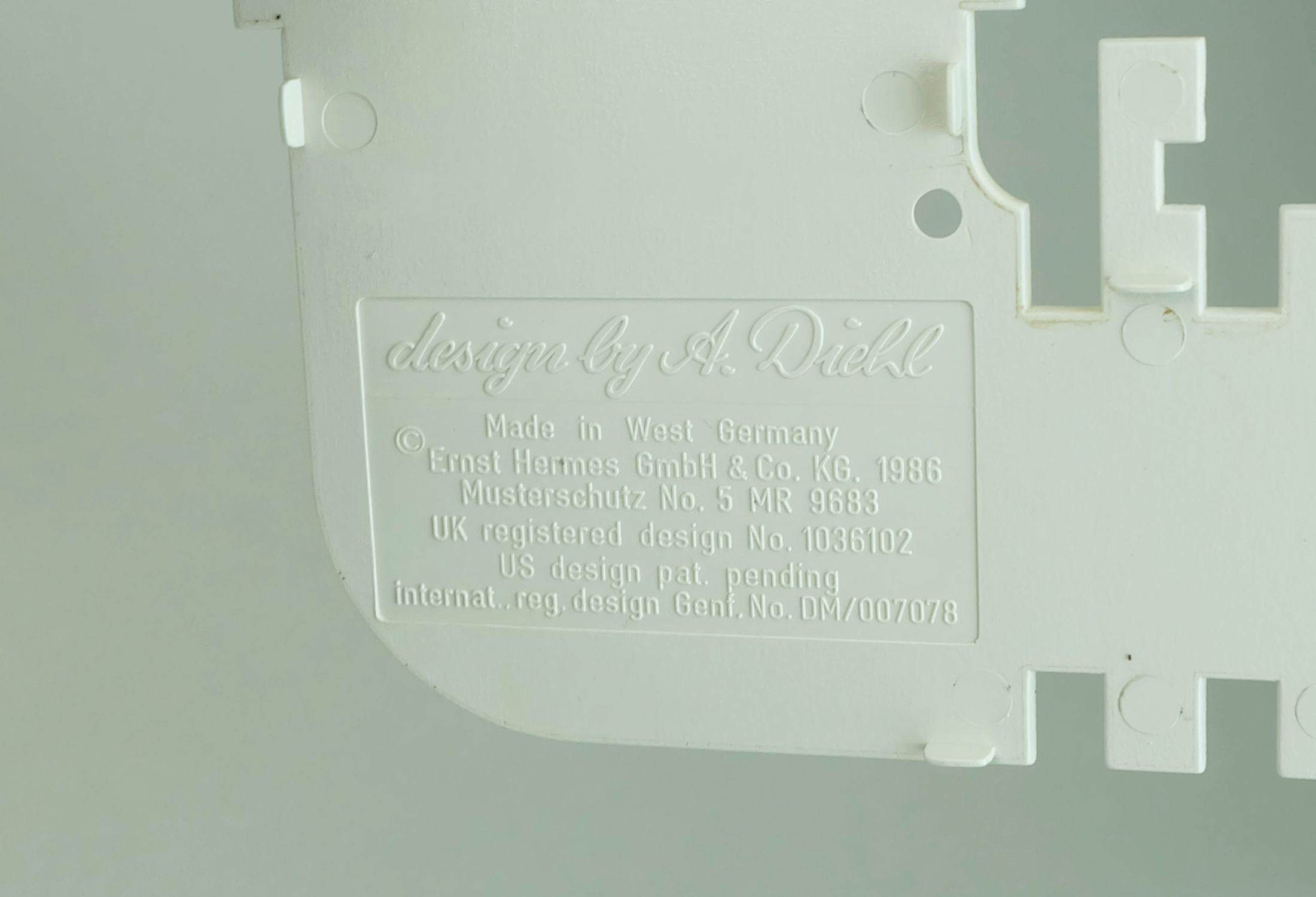 rare 1970s 1980s white plastic TABLE CLOCK 'time' postmodern design a. diehl 1