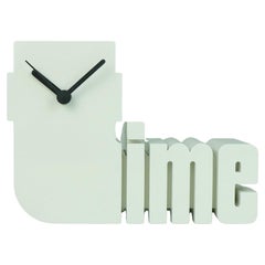 rare 1970s 1980s white plastic TABLE CLOCK 'time' postmodern design a. diehl