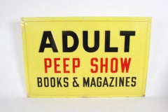 Raro Peep Show per adulti degli anni '70, libri e riviste, grande cartello in plastica in rilievo XXX
