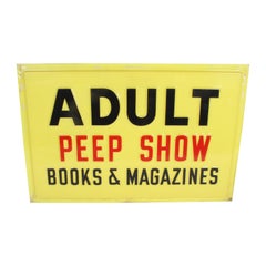 Rare 1970s Adult Peep Show, Books & Magazines, Large Plastic Embossed Sign