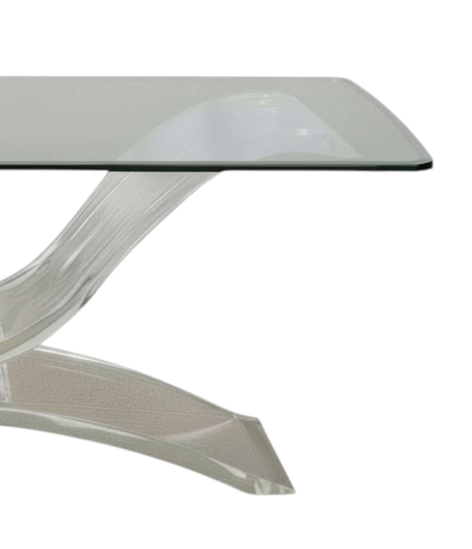 Late 20th Century Rare 1970's American Art Deco Style Lucite & Glass Console Table For Sale