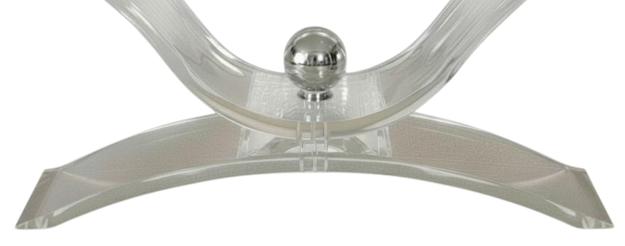 Rare 1970's American Art Deco Style Lucite & Glass Console Table For Sale 1