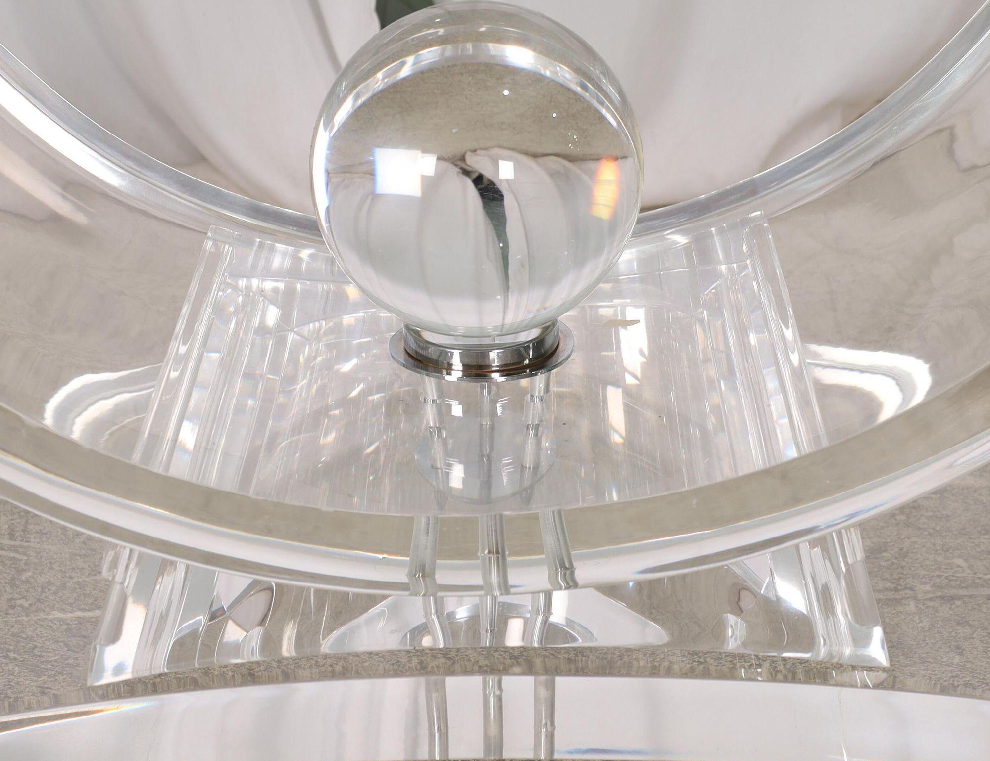 Rare 1970's American Art Deco Style Lucite & Glass Console Table For Sale 2