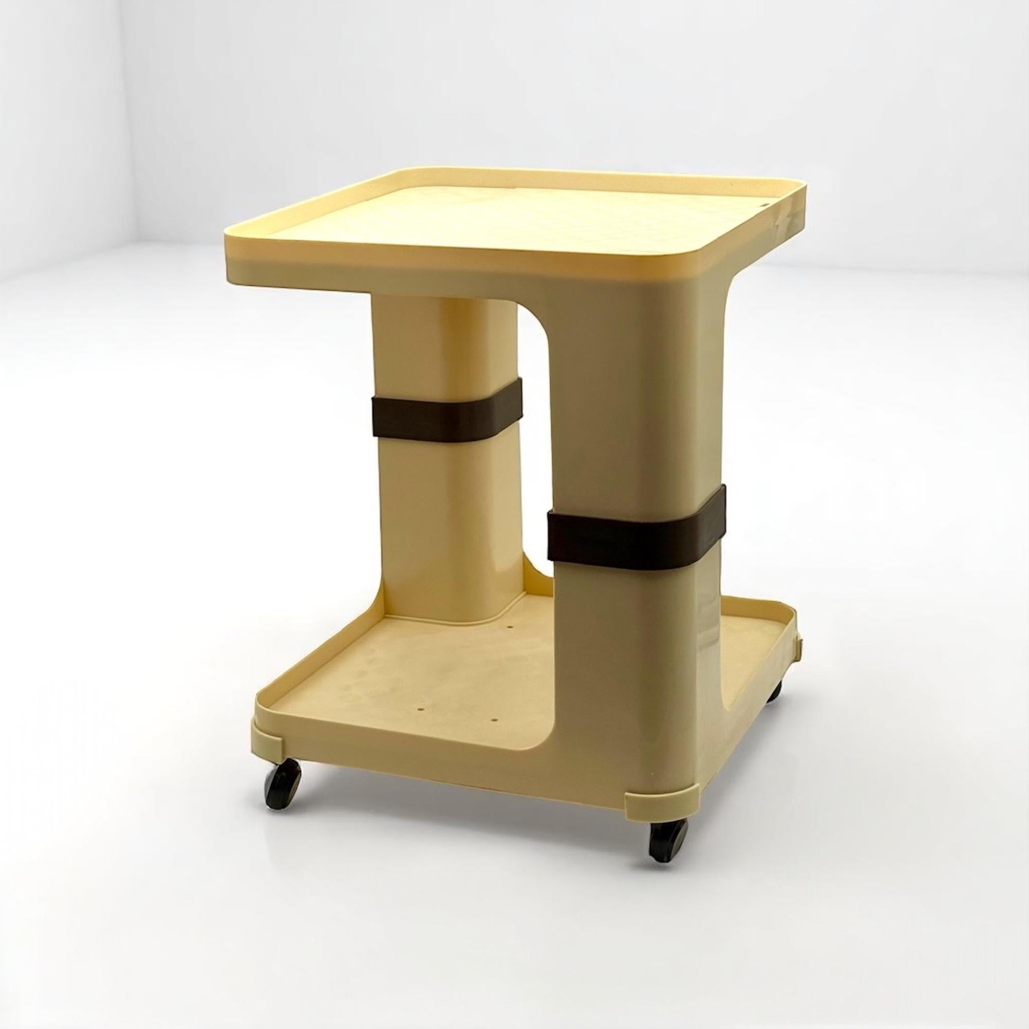 Late 20th Century Rare 1970s Bar Cart / Side Table Cream and Brown details by Flair Holland For Sale