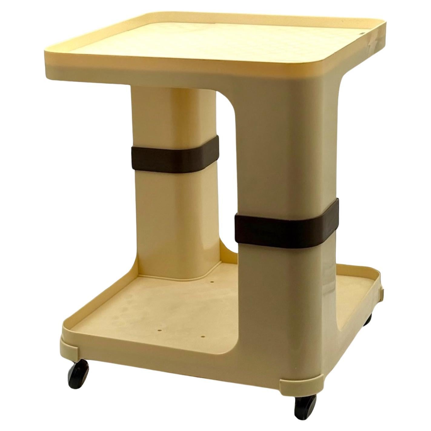 Rare 1970s Bar Cart / Side Table Cream and Brown details by Flair Holland For Sale