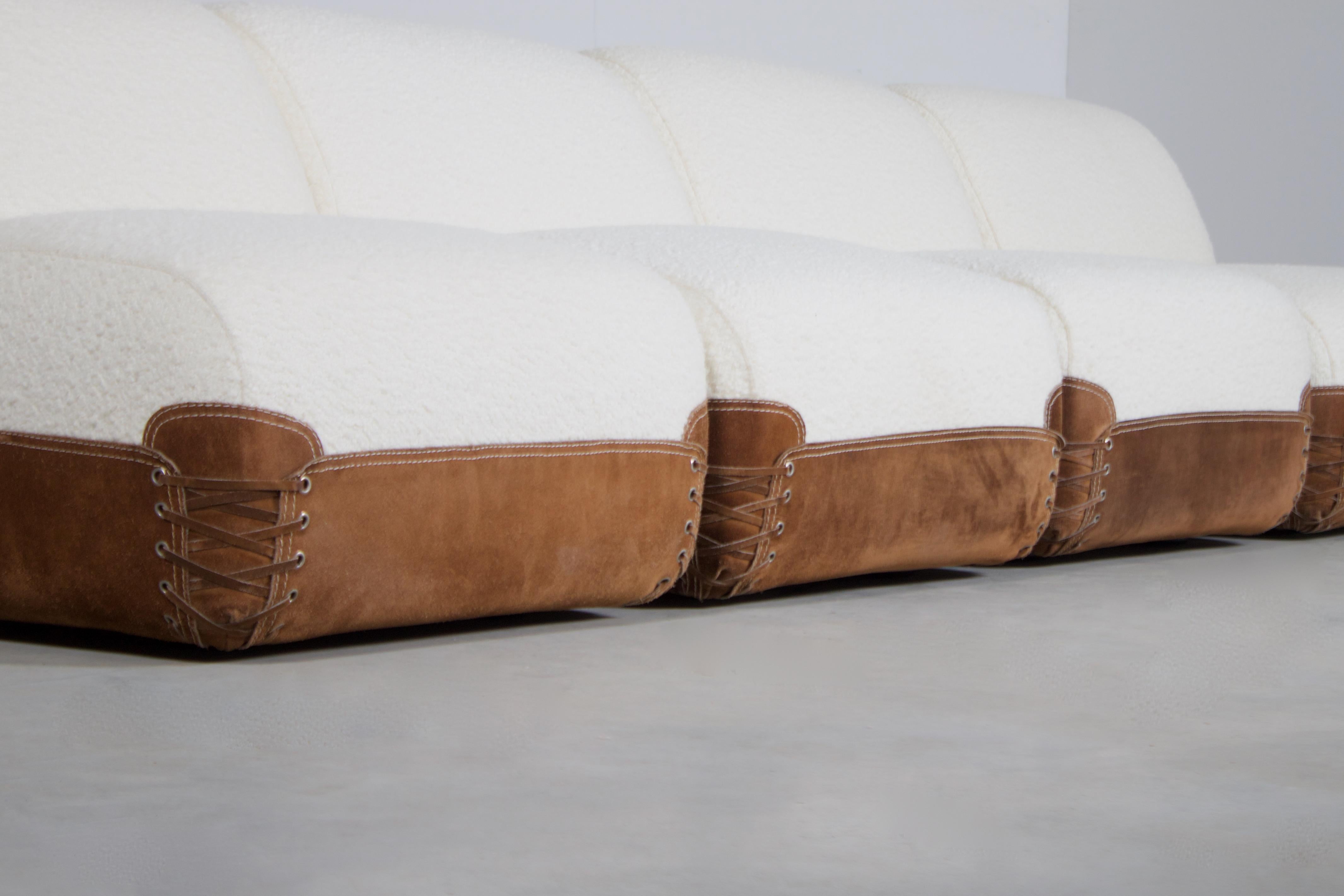 20th Century Rare 1970s Bouclé and Suede Sectional Sofa by COR Germany in 1968