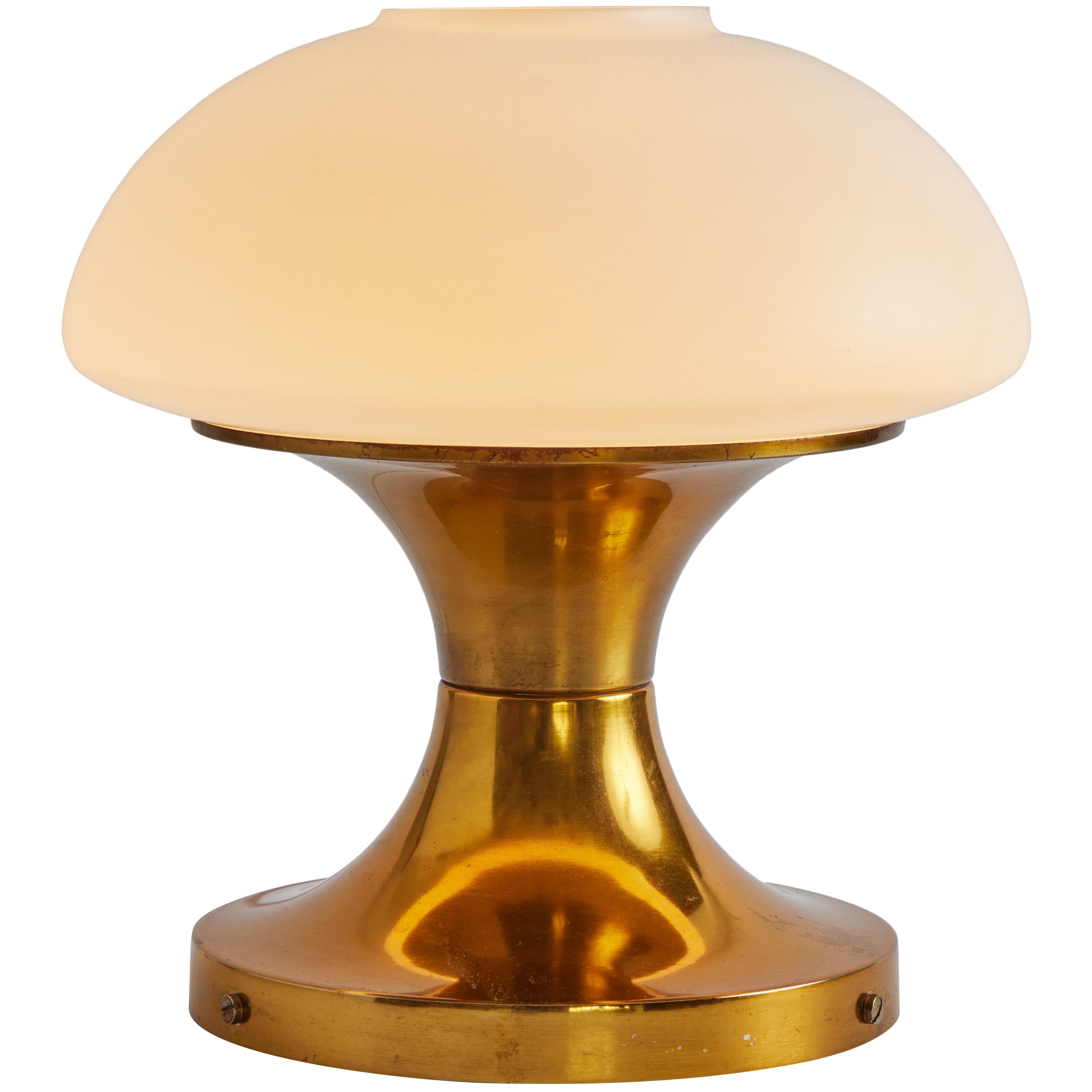 Rare 1970s Brass & Glass Table Lamp for AKA Elektrik, East Germany