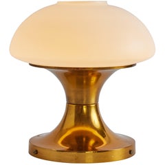 Rare 1970s Brass & Glass Table Lamp for AKA Elektrik, East Germany