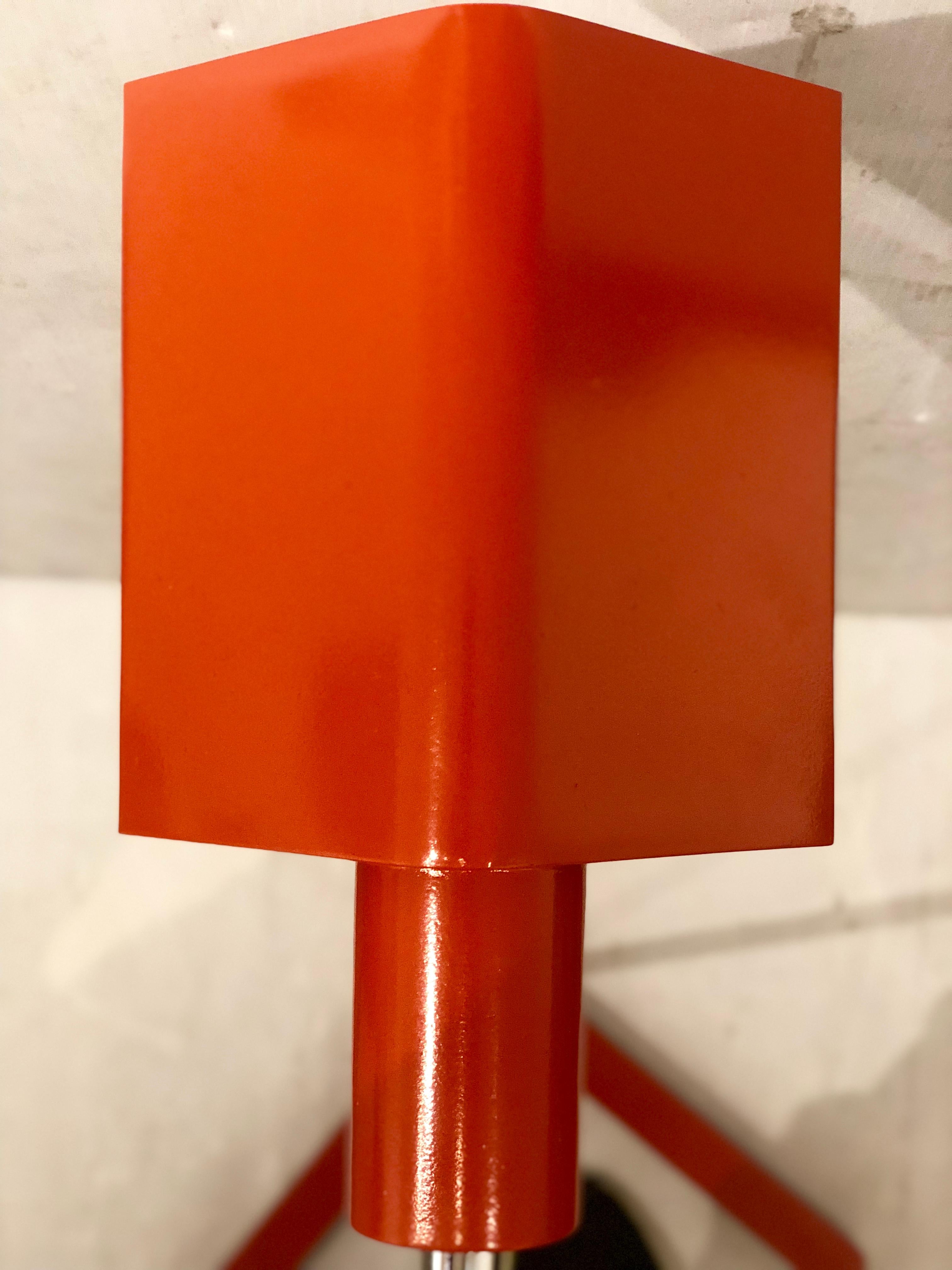 American Rare 1970s Casella Floor Lamp in Orange and Chrome