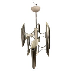 Rare 1970's Chrome Orbit Chandelier by Gaetano Sciolari, 12 bulb