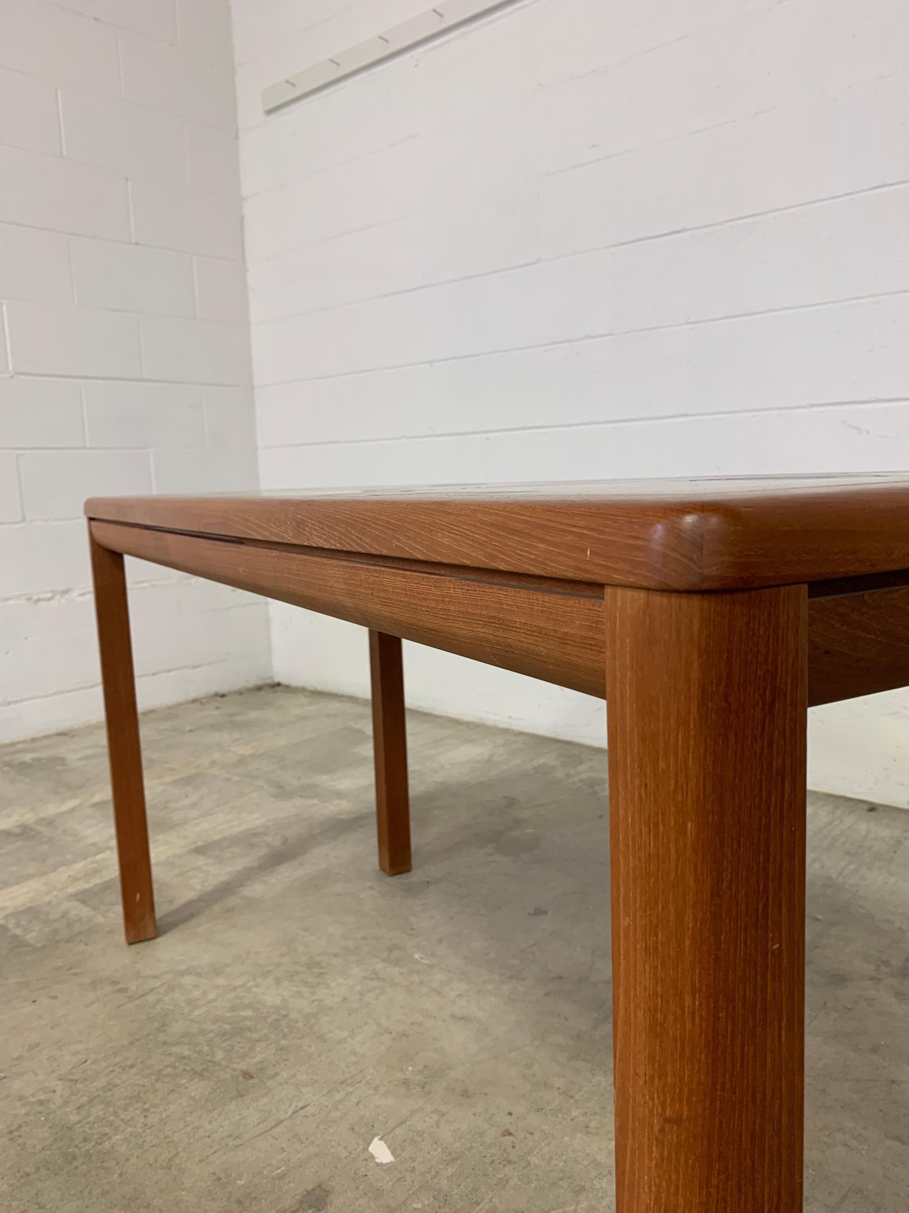 Late 20th Century Rare 1970s Danish Teak Console Table with One-of-a-Kind Abstract Tile Inset For Sale
