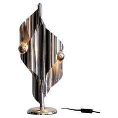 Seltene 1970er Folded Chrome Lampe