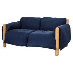 Rare 1970's "Gamba di Legno" Sofa by Enzo Mari for Driade, Wooden Frame