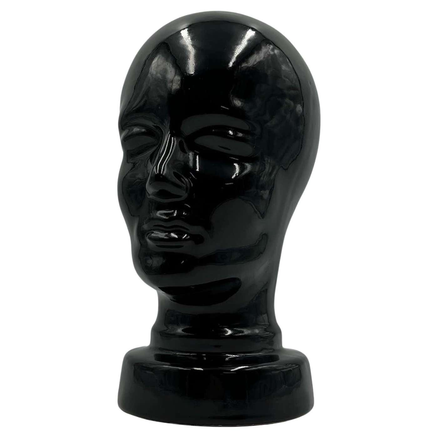 Rare 70s Head Sculpture in Glossy Black Ceramic Made in West Germany at ...
