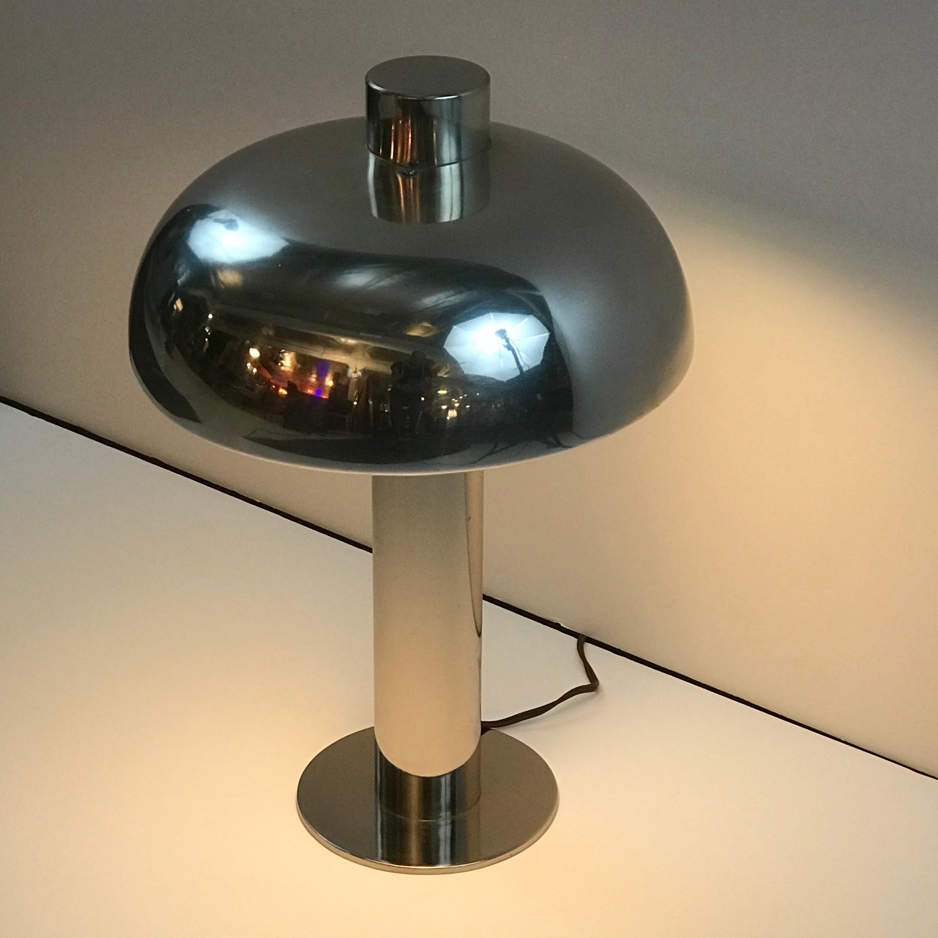 Rare 1970's Laurel Chromed Steel Desk Lamp with Sculptural Cantilevered Shade 2