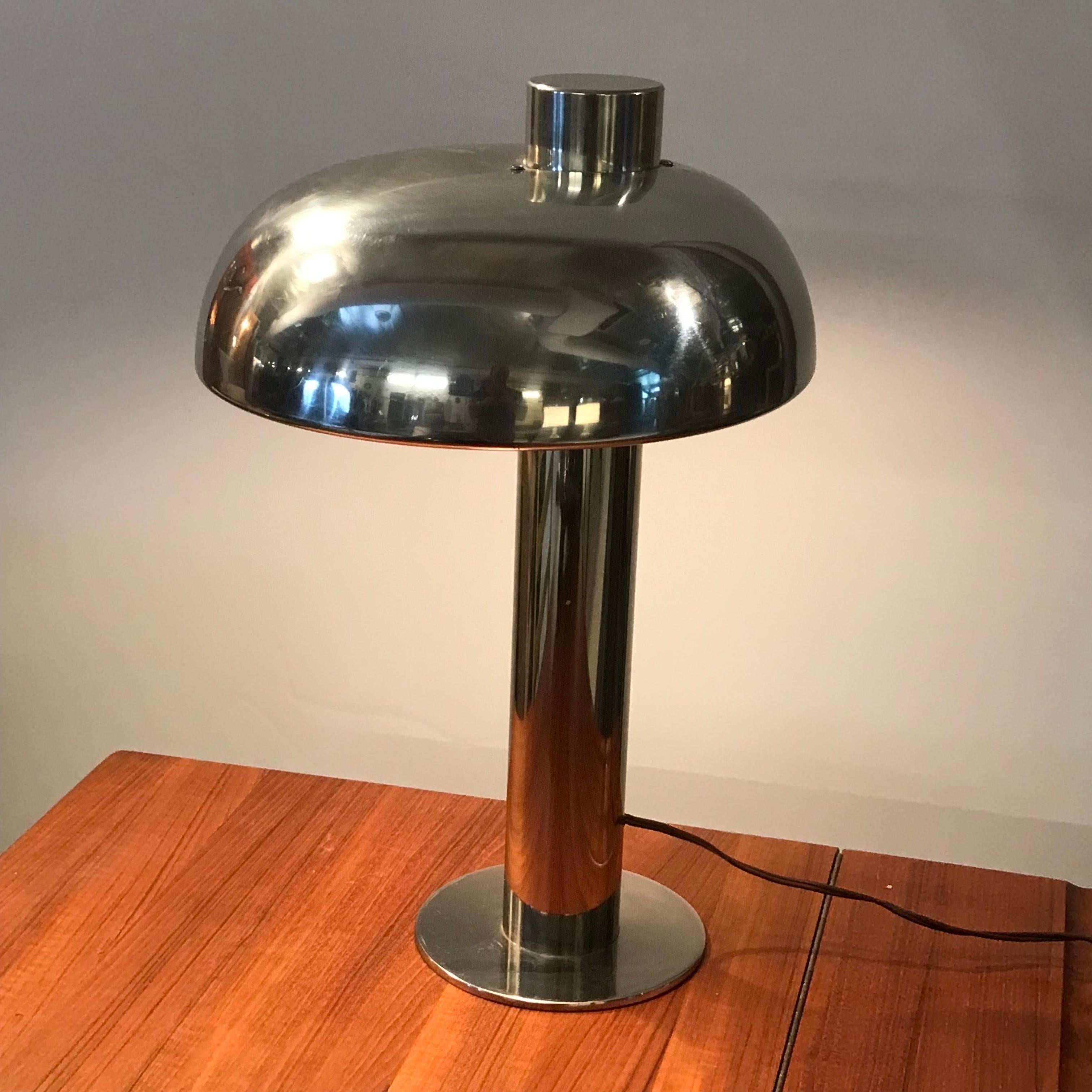 Rare 1970's Laurel Chromed Steel Desk Lamp with Sculptural Cantilevered Shade 3