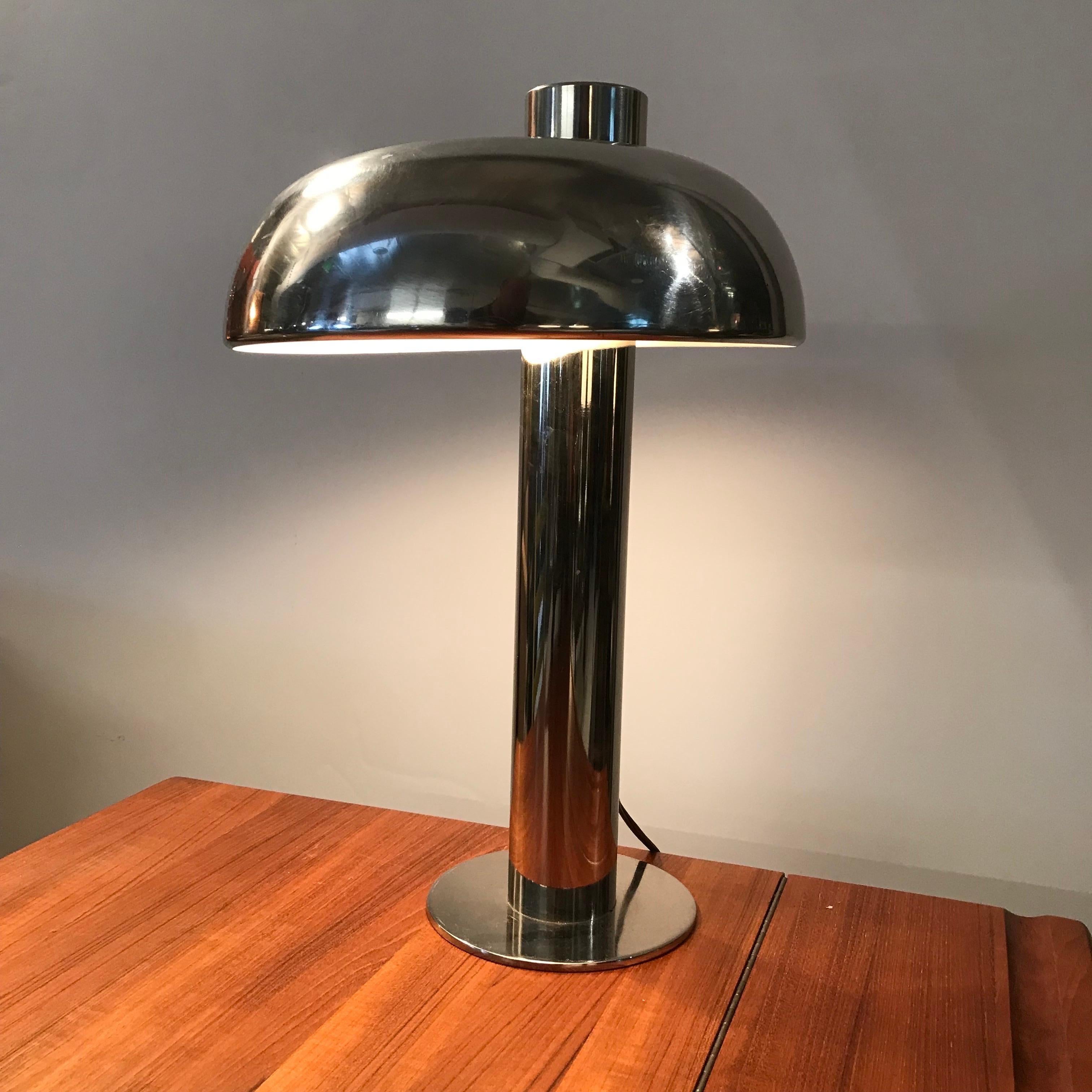 Rare 1970's Laurel Chromed Steel Desk Lamp with Sculptural Cantilevered Shade 4