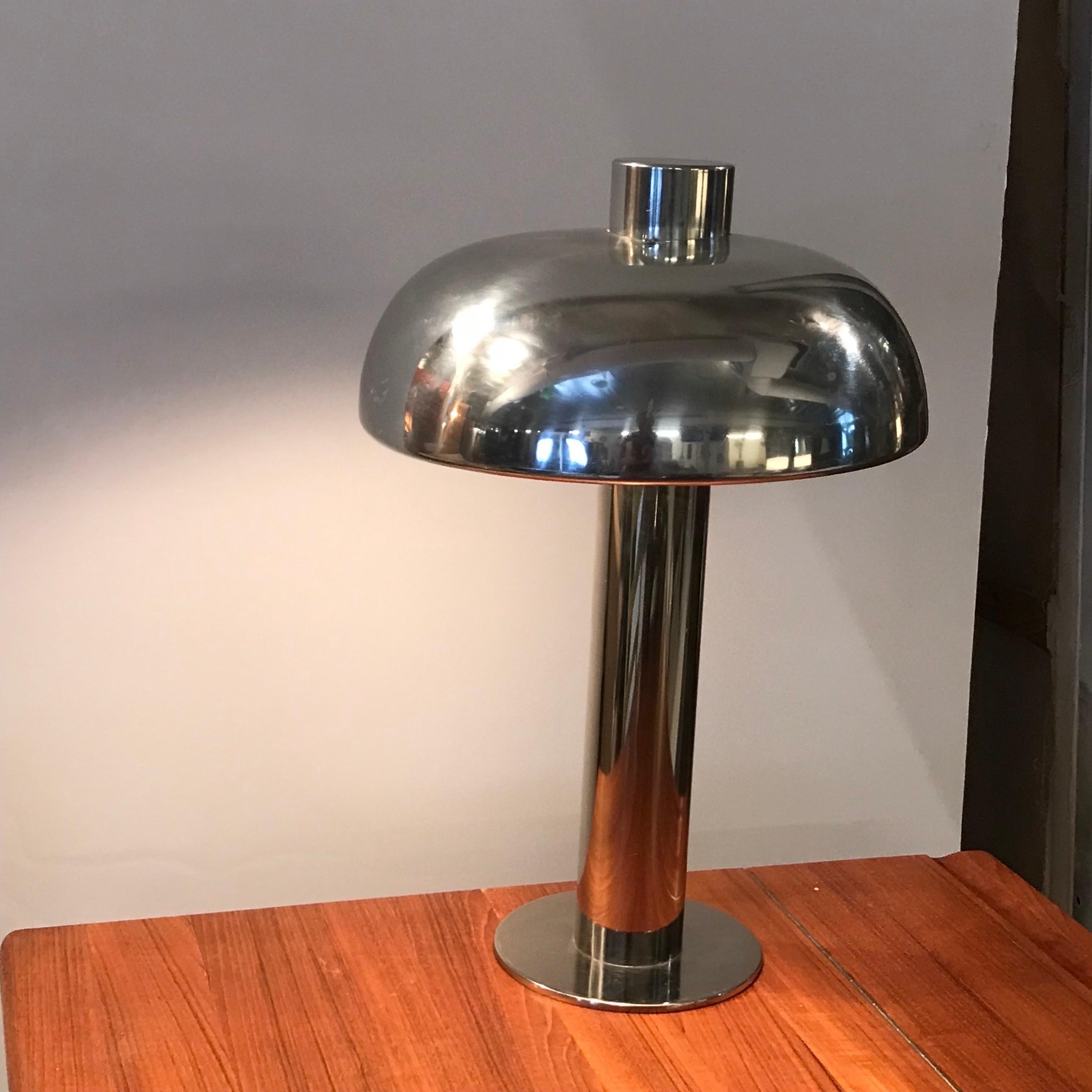 Rare 1970's Laurel Chromed Steel Desk Lamp with Sculptural Cantilevered Shade 5