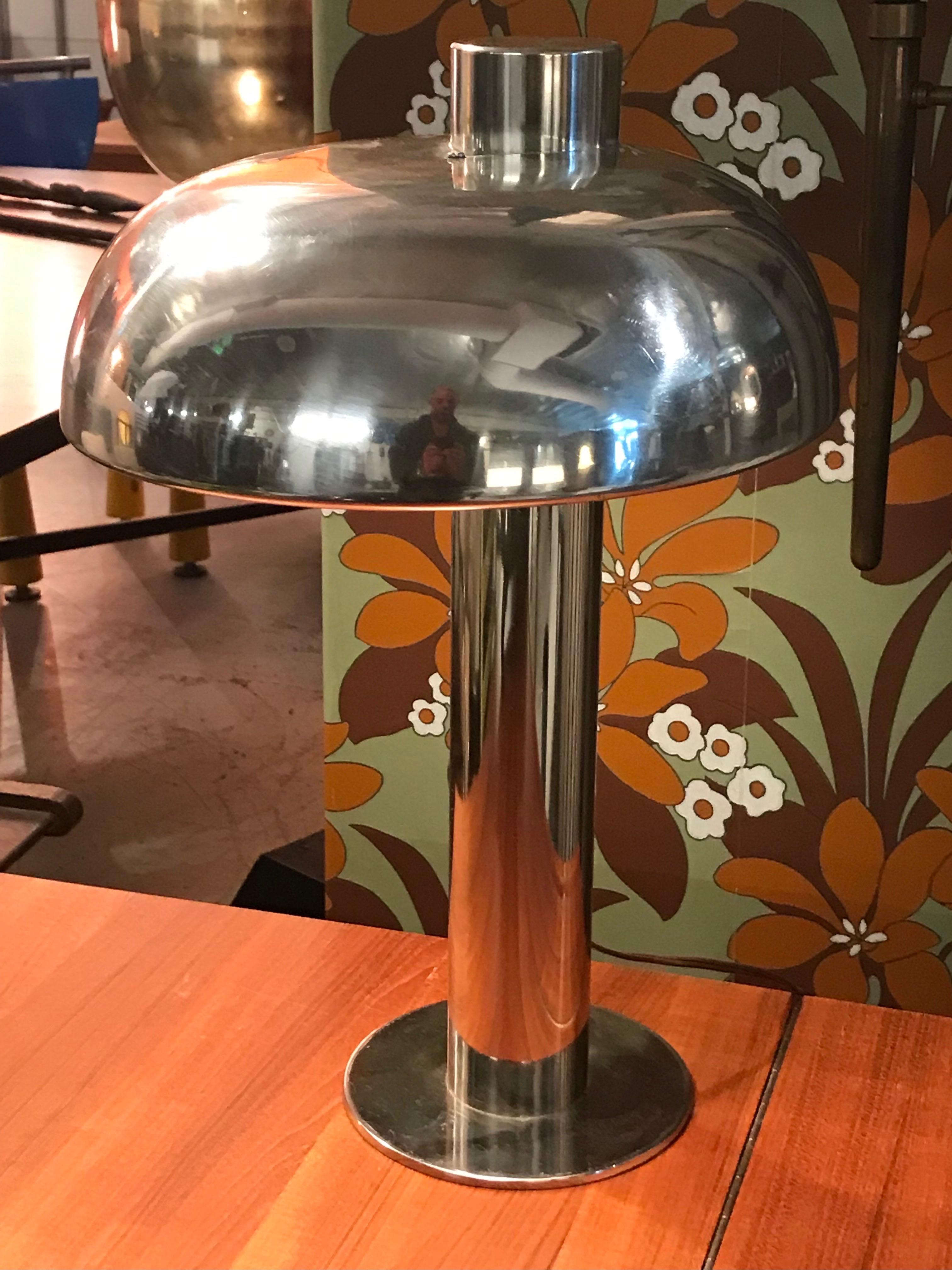 Rare 1970's Laurel Chromed Steel Desk Lamp with Sculptural Cantilevered Shade 6