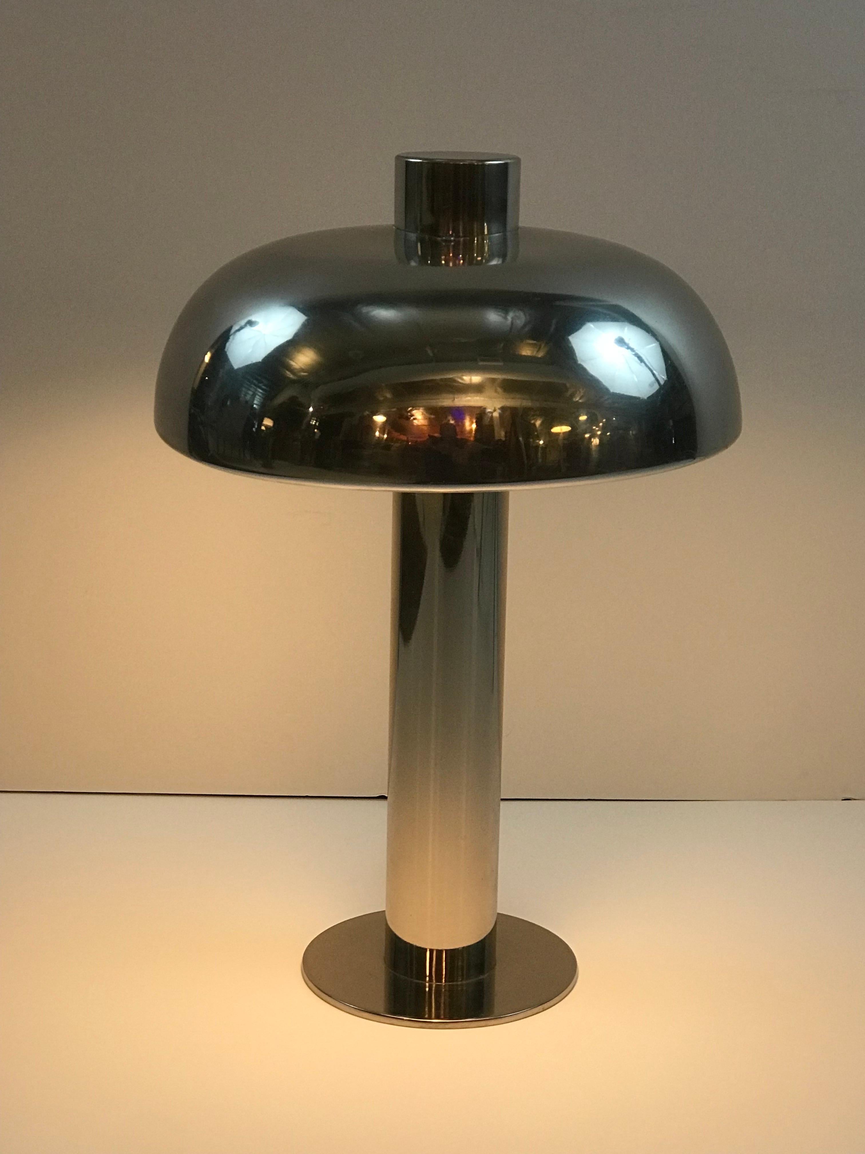 Mid-Century Modern Rare 1970's Laurel Chromed Steel Desk Lamp with Sculptural Cantilevered Shade