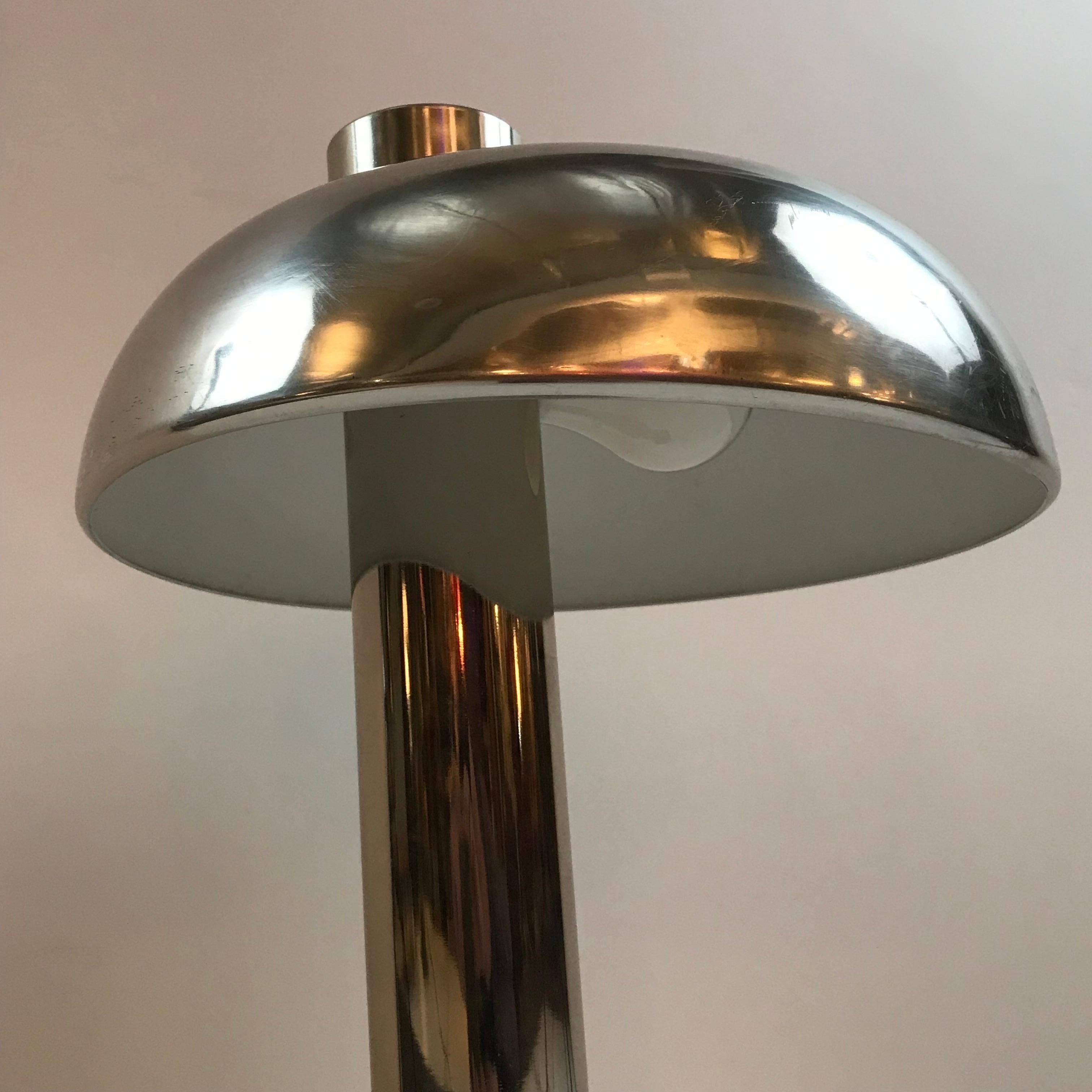 Machine-Made Rare 1970's Laurel Chromed Steel Desk Lamp with Sculptural Cantilevered Shade