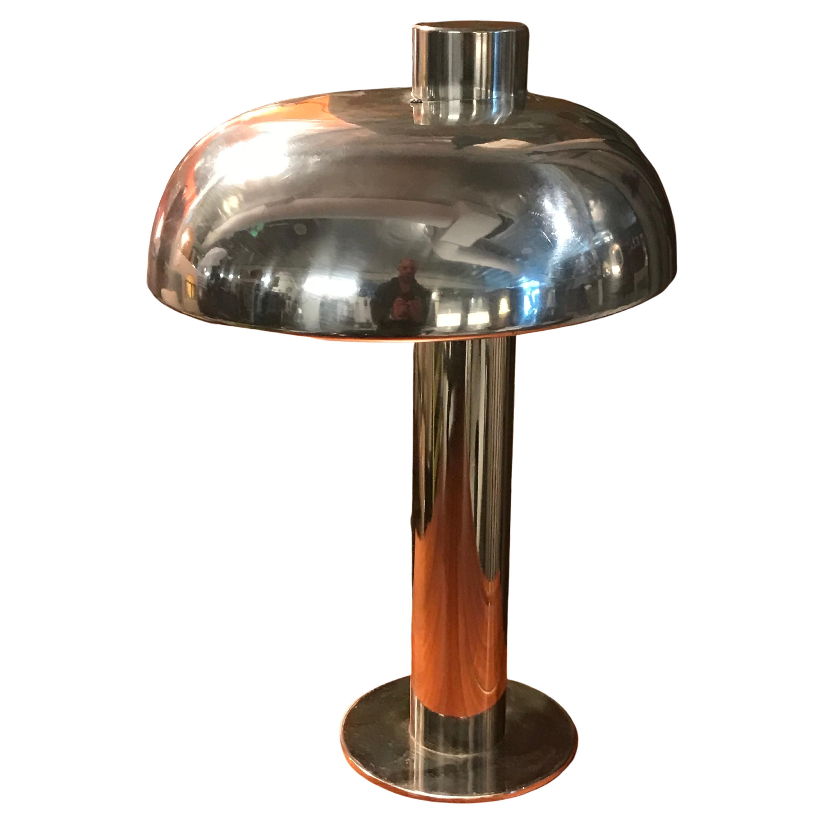 Rare 1970's Laurel Chromed Steel Desk Lamp with Sculptural Cantilevered Shade
