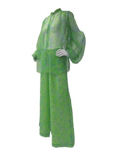 Rare 1970s “Liza” by Lilly Pulitzer Green Sheer Resort Ensemble
