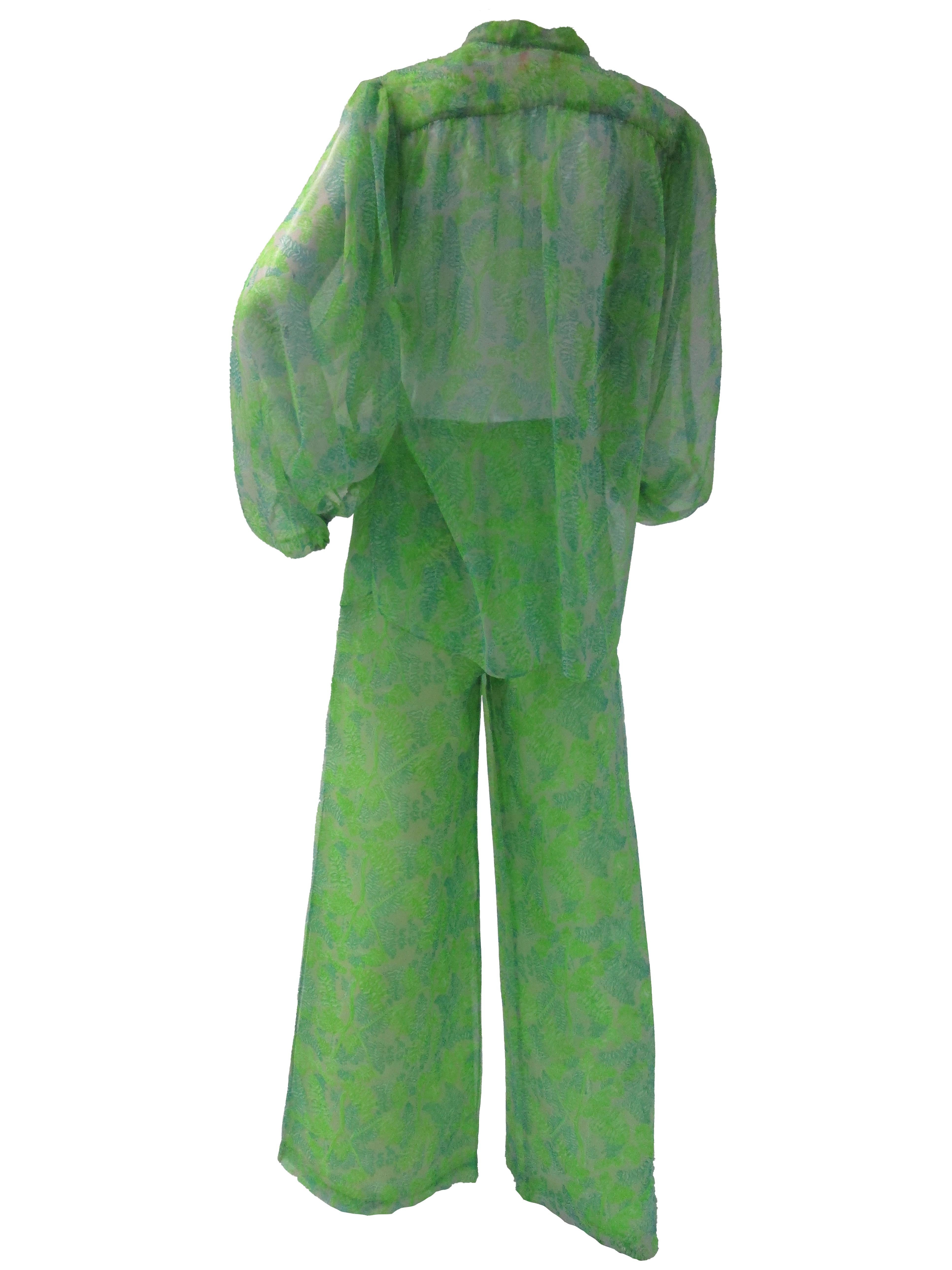 Rare 1970s “Liza” by Lilly Pulitzer Green Sheer Resort Ensemble  In Excellent Condition For Sale In Houston, TX