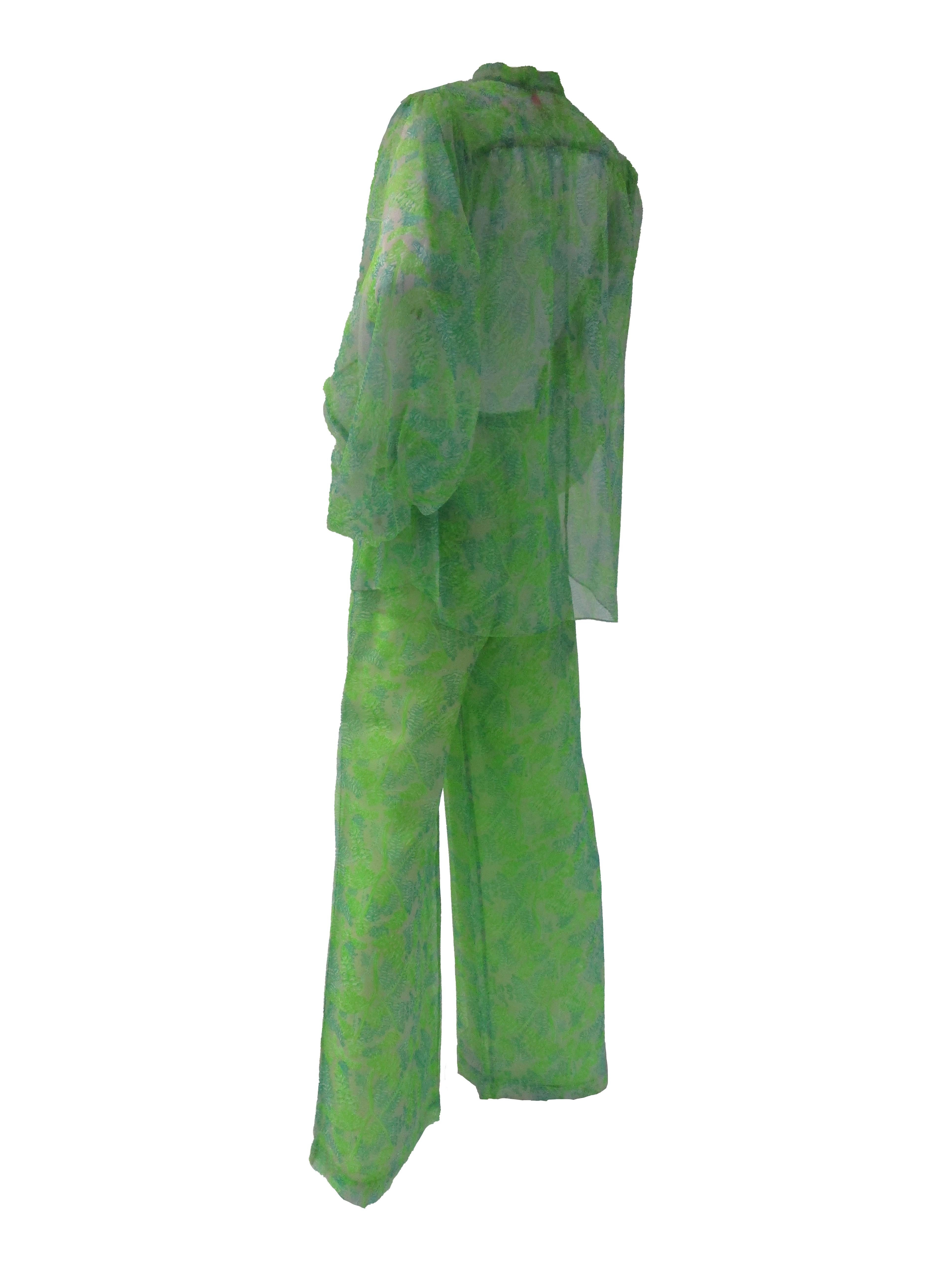 Women's Rare 1970s “Liza” by Lilly Pulitzer Green Sheer Resort Ensemble  For Sale
