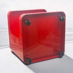 Rare 1970s Longato 'Game' Bar Cart in Vibrant Red By Marcello Siard