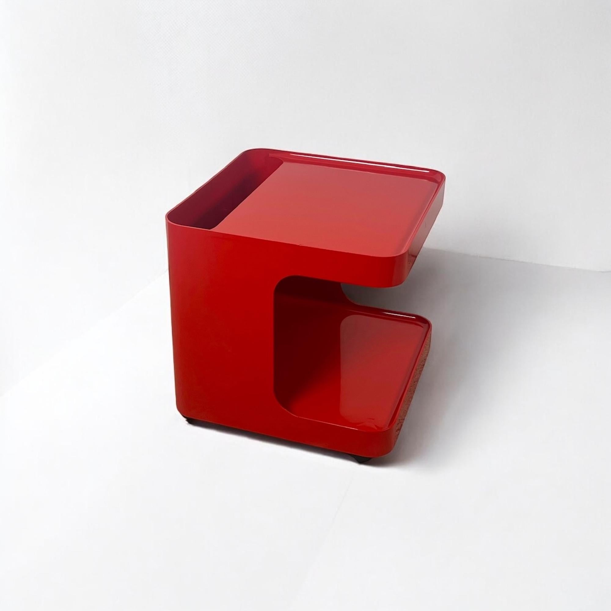 Italian Rare 1970s Longato 'Game' Bar Cart in Vibrant Red By Marcello Siard