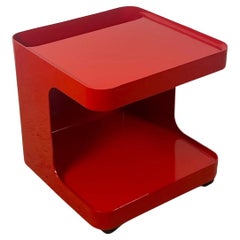 Rare 1970s Longato 'Game' Bar Cart in Vibrant Red By Marcello Siard