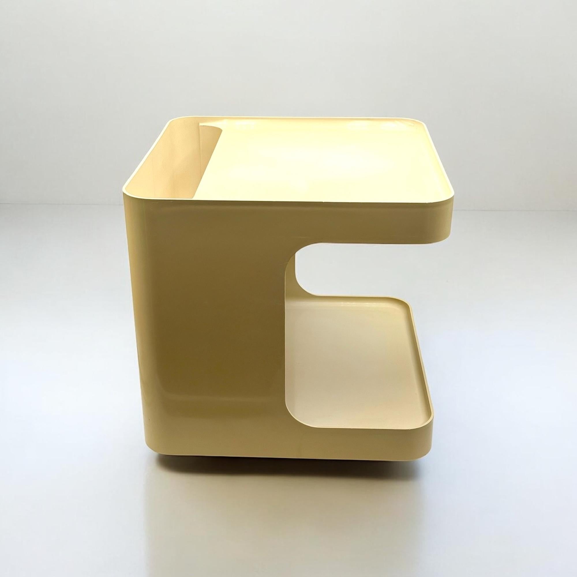 Plastic Rare 1970s Longato 'Game' Bar Cart / Side Table Off White By Marcello Siard