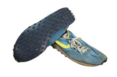Rare 1970s Nike Waffle Racing Flat Blue Yellow Running Trainer Moon Shoes US 12