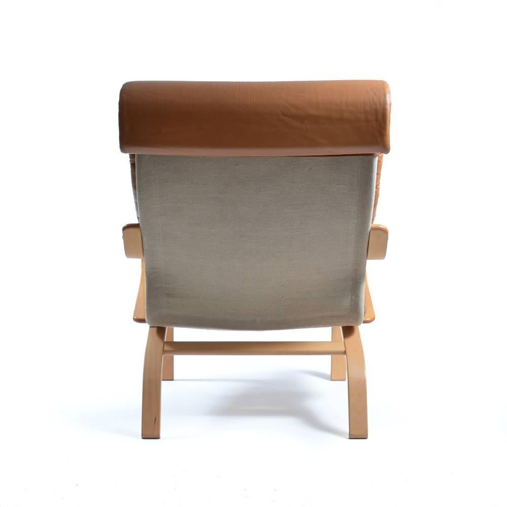 Mid-Century Modern Rare 1970s Noboru Nakamura Bore Armchairs for Ikea in Leather and Linen For Sale