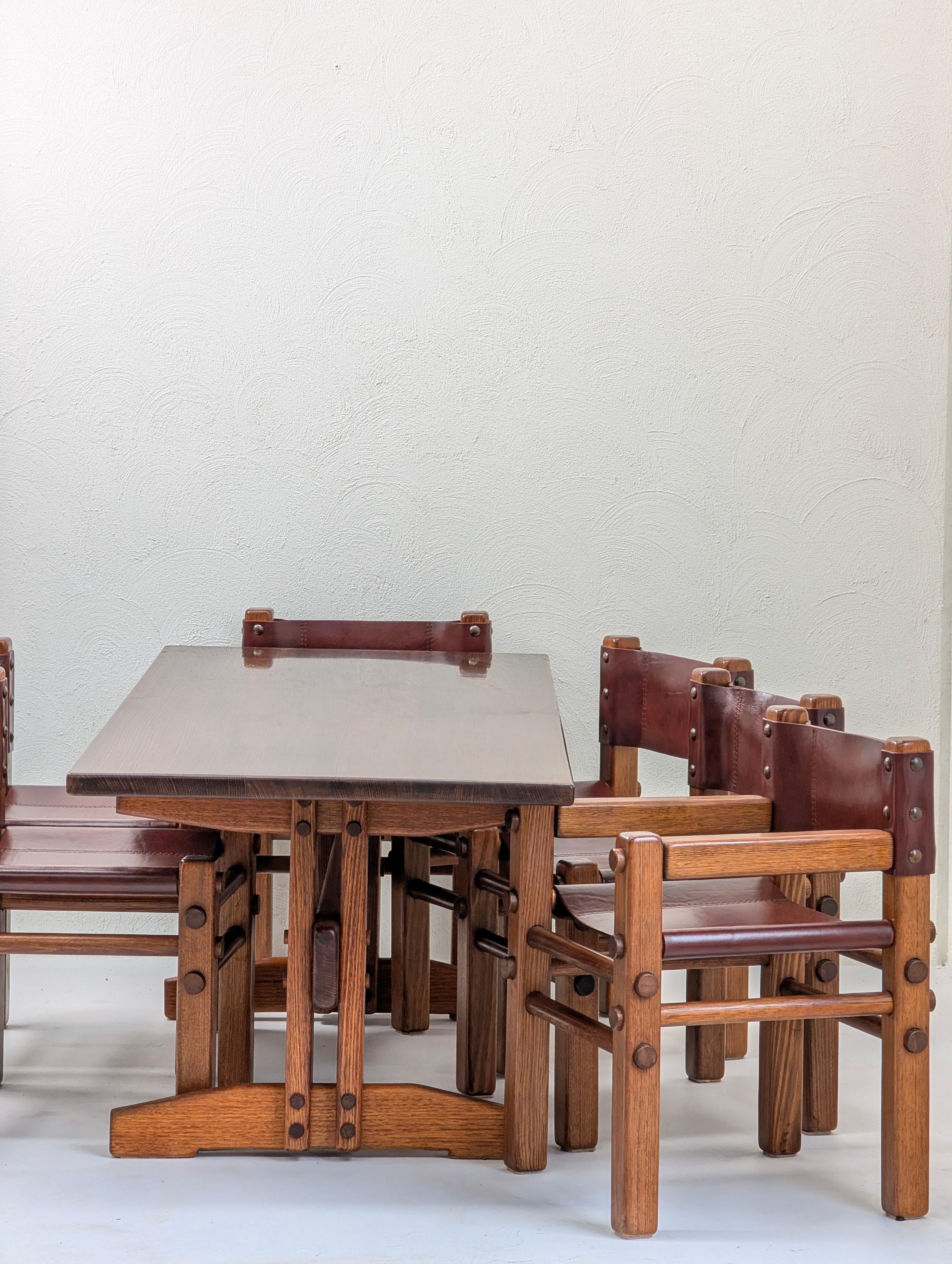 Seltene 1970er Norman Archibald 'Nore' Esszimmerstühle mit Lederrücken (Satz von 6) im Zustand „Gut“ im Angebot in TORQUAY, AU