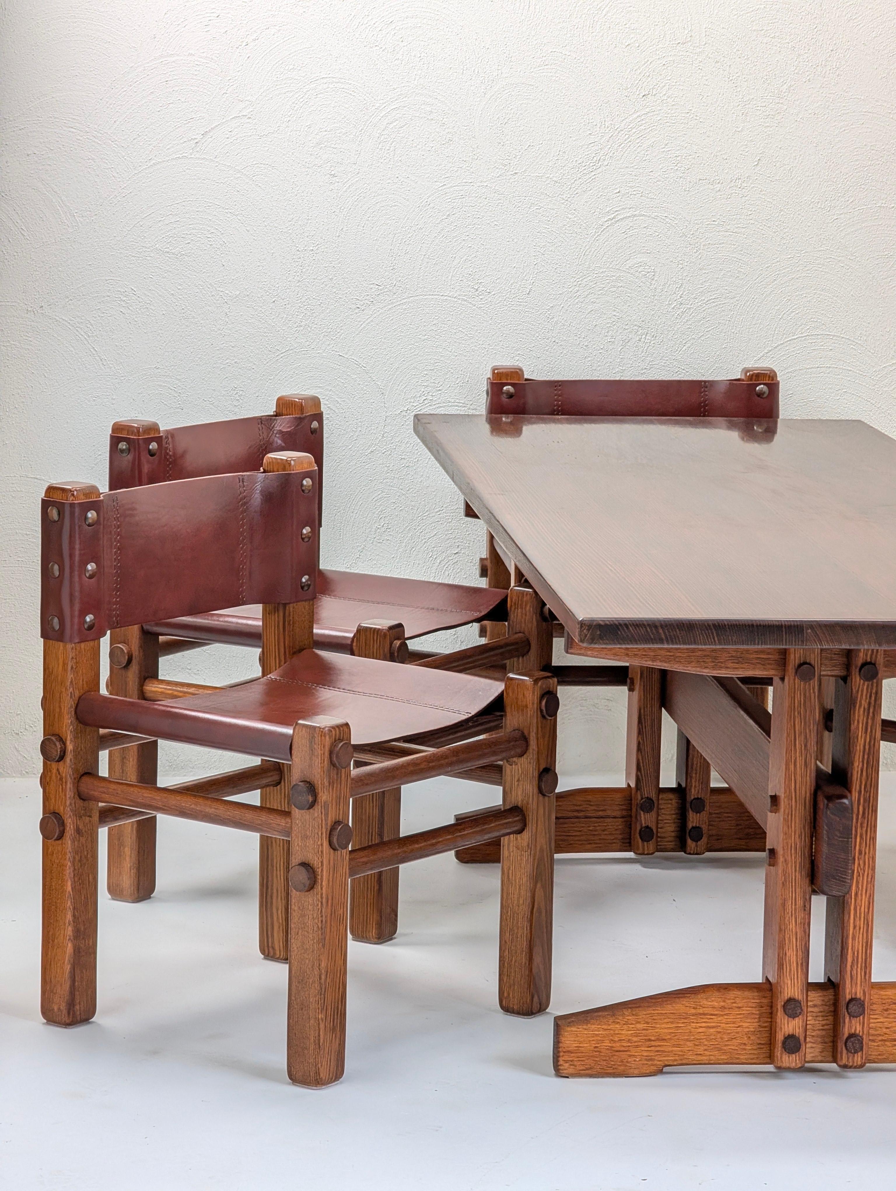 Seltene 1970er Norman Archibald 'Nore' Esszimmerstühle mit Lederrücken (Satz von 6) im Angebot 1