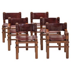 Rare 1970s Norman Archibald 'Nore' Leather-Back Dining Chairs (Set of 6)