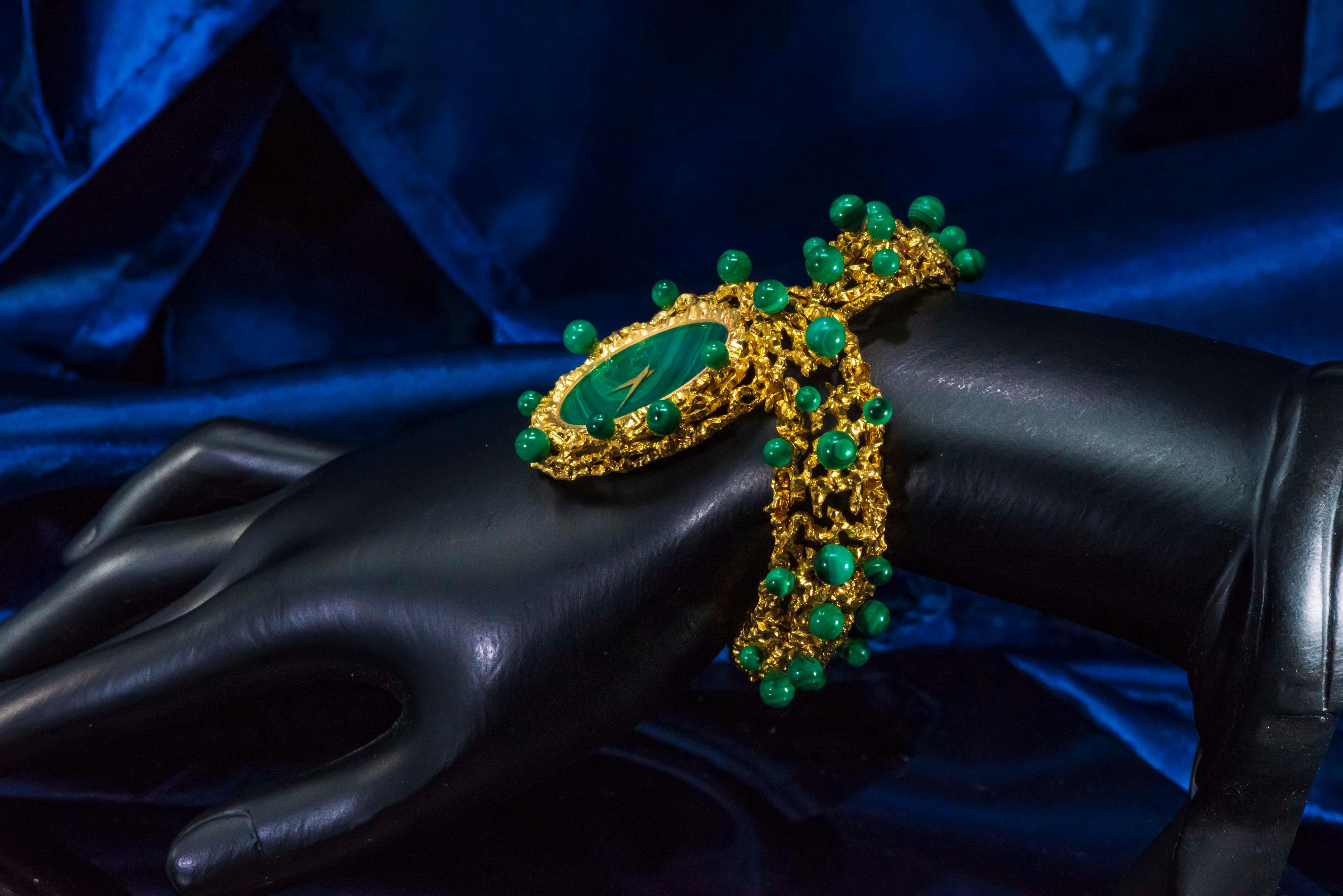 Rare 1970s Piaget Malachite Dial Open Work Textured 