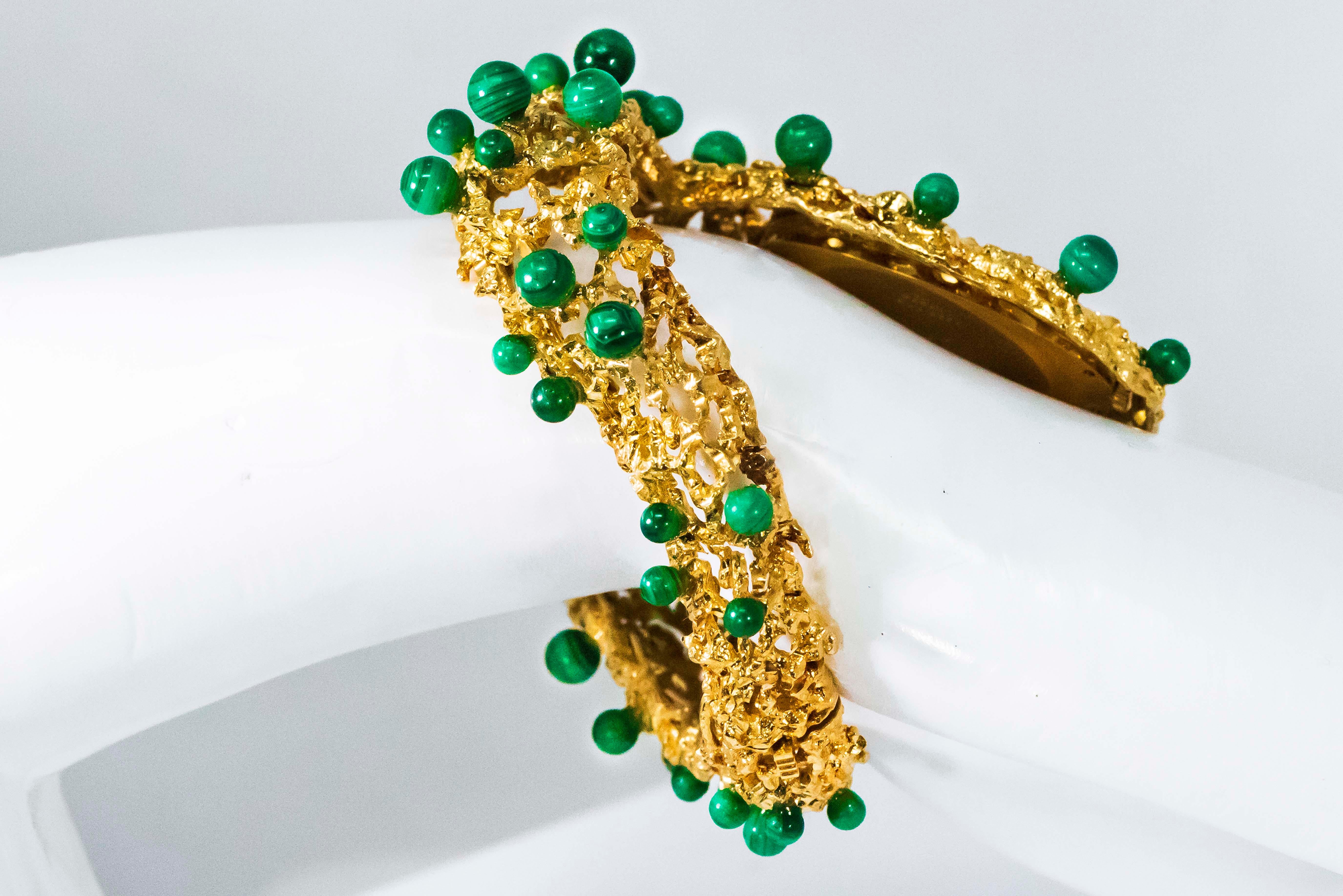 Bead Rare 1970s Piaget Malachite Dial Open Work Textured 