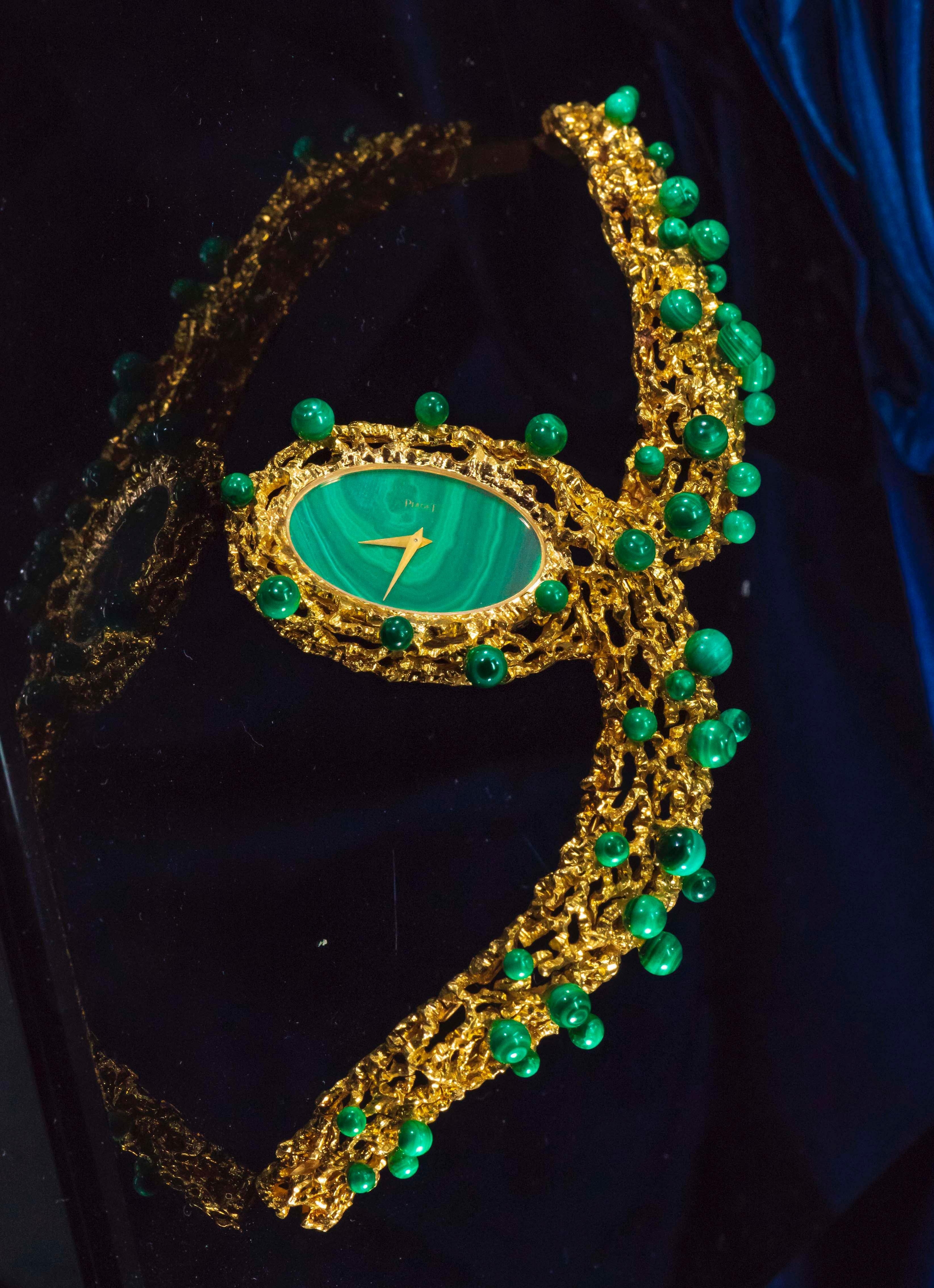 Rare 1970s Piaget Malachite Dial Open Work Textured 