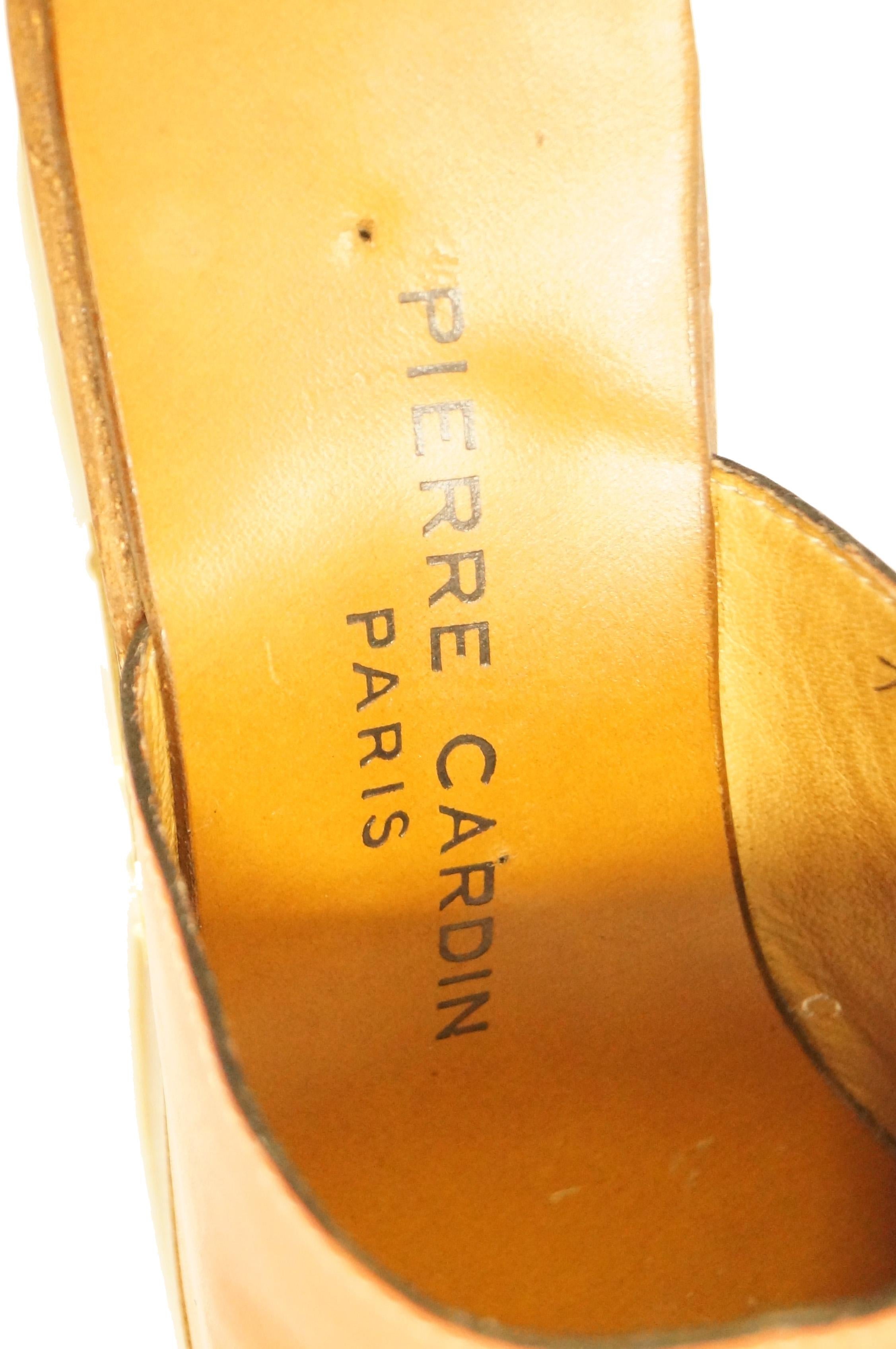 Women's Rare 1970s Pierre Cardin Orange Leather and Wood Platform Mules, Iconic 