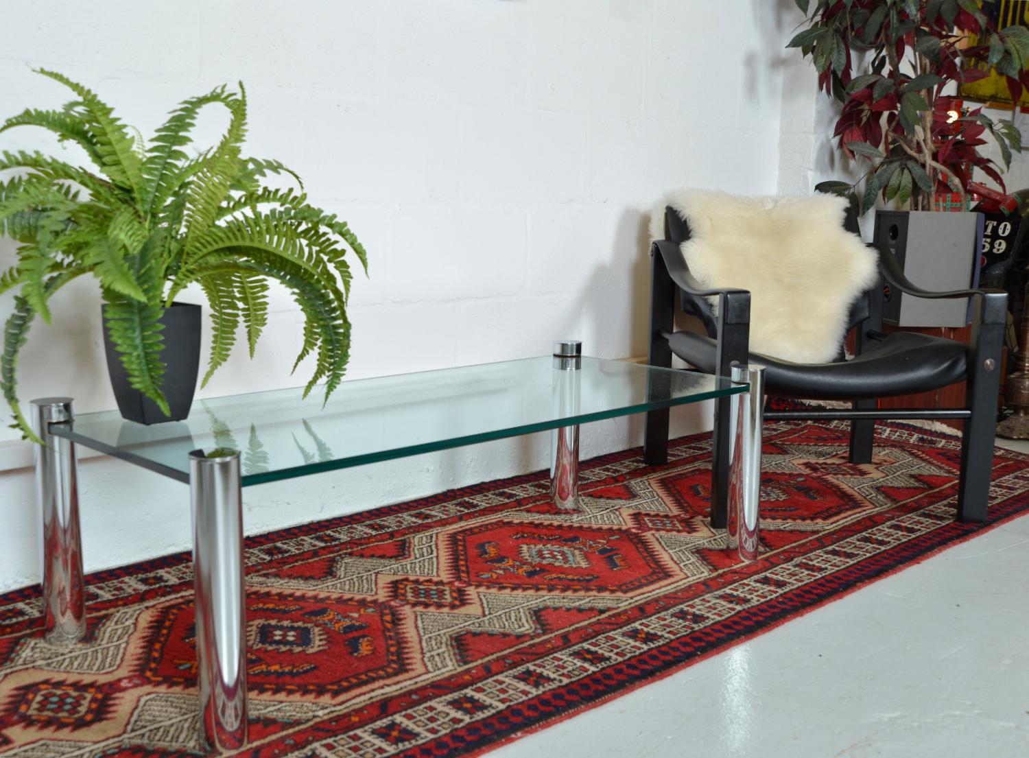 Rare 1970s ROR Glass Chrome Rectangular Coffee Table by Beatles Ringo Starr 5