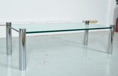 Rara mesa de centro rectangular de cristal cromado ROR de los años 70 de The Beatles Ringo Starr