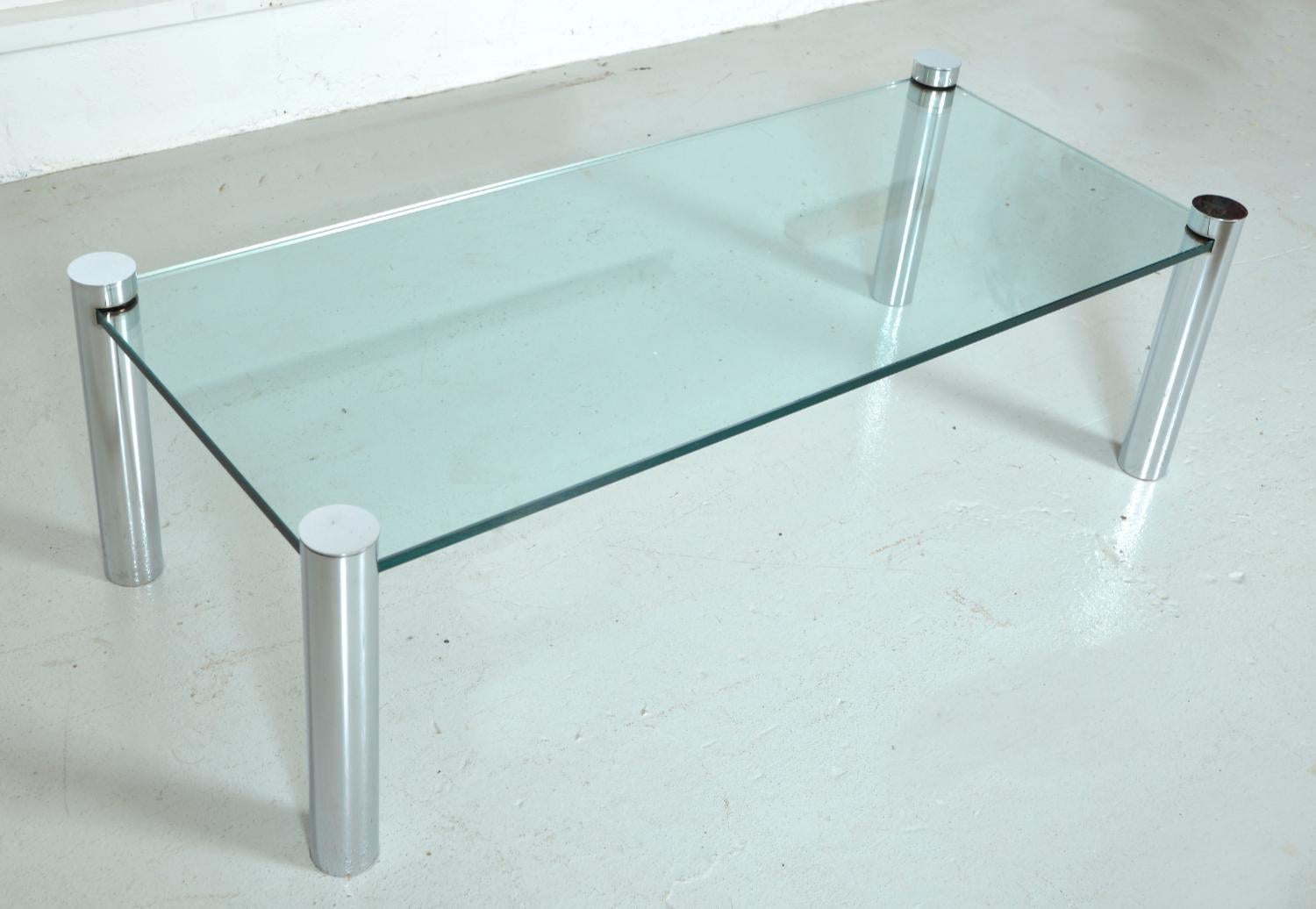 British Rare 1970s ROR Glass Chrome Rectangular Coffee Table by Beatles Ringo Starr